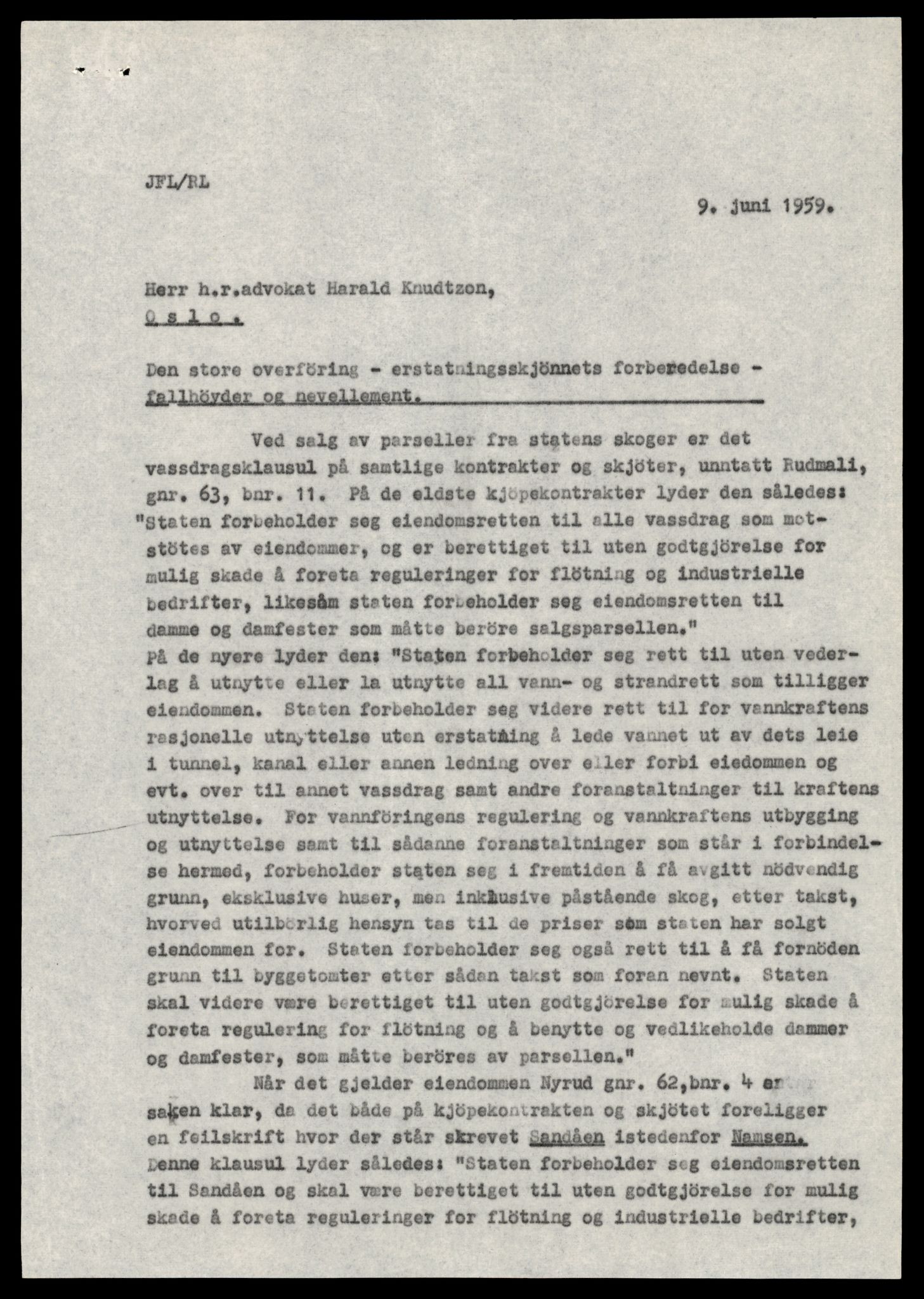 Statskog Trøndelag / Møre, AV/SAT-A-4532/1/D/Da/L0336/0007: Sakarkiv / Vassdragsreguleringer m.m. - Kraftverkene Øvre Namsen, diverse (grunnerstatninger), 1957-1963, s. 32