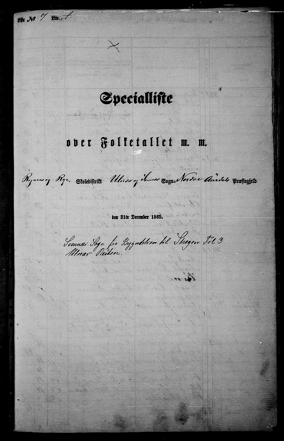 RA, Folketelling 1865 for 0542P Nord-Aurdal prestegjeld, 1865, s. 131