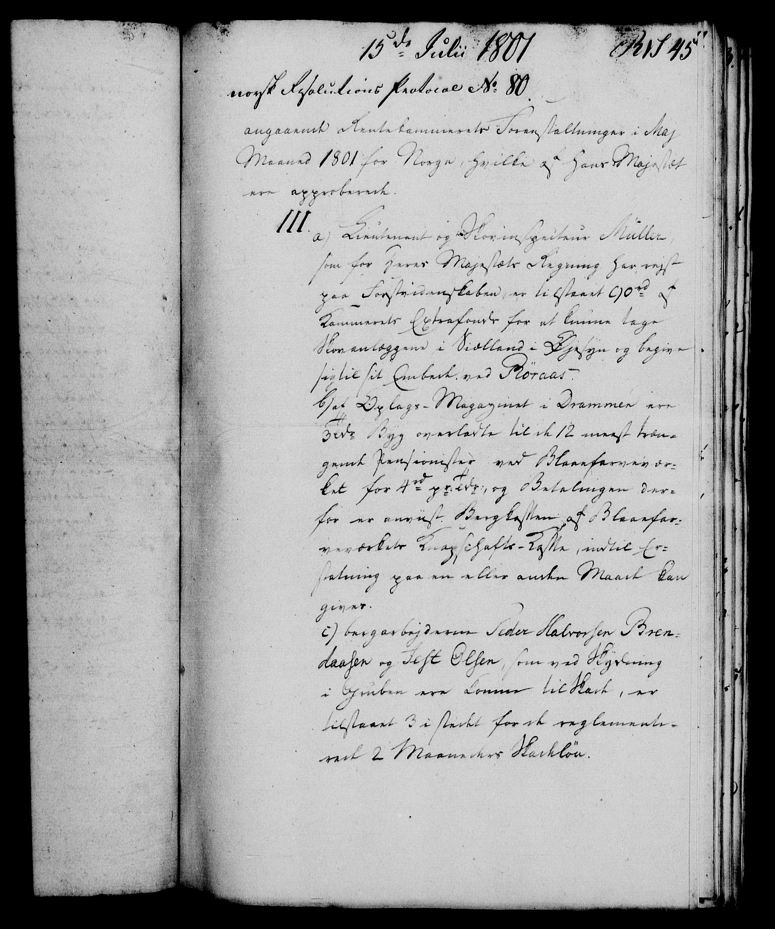 Rentekammeret, Renteskriverkontorene, AV/RA-EA-3115/M/Mf/Mfb/L0005: Relasjons- og resolusjonsprotokoll med register (merket RK 54.11), 1801-1802