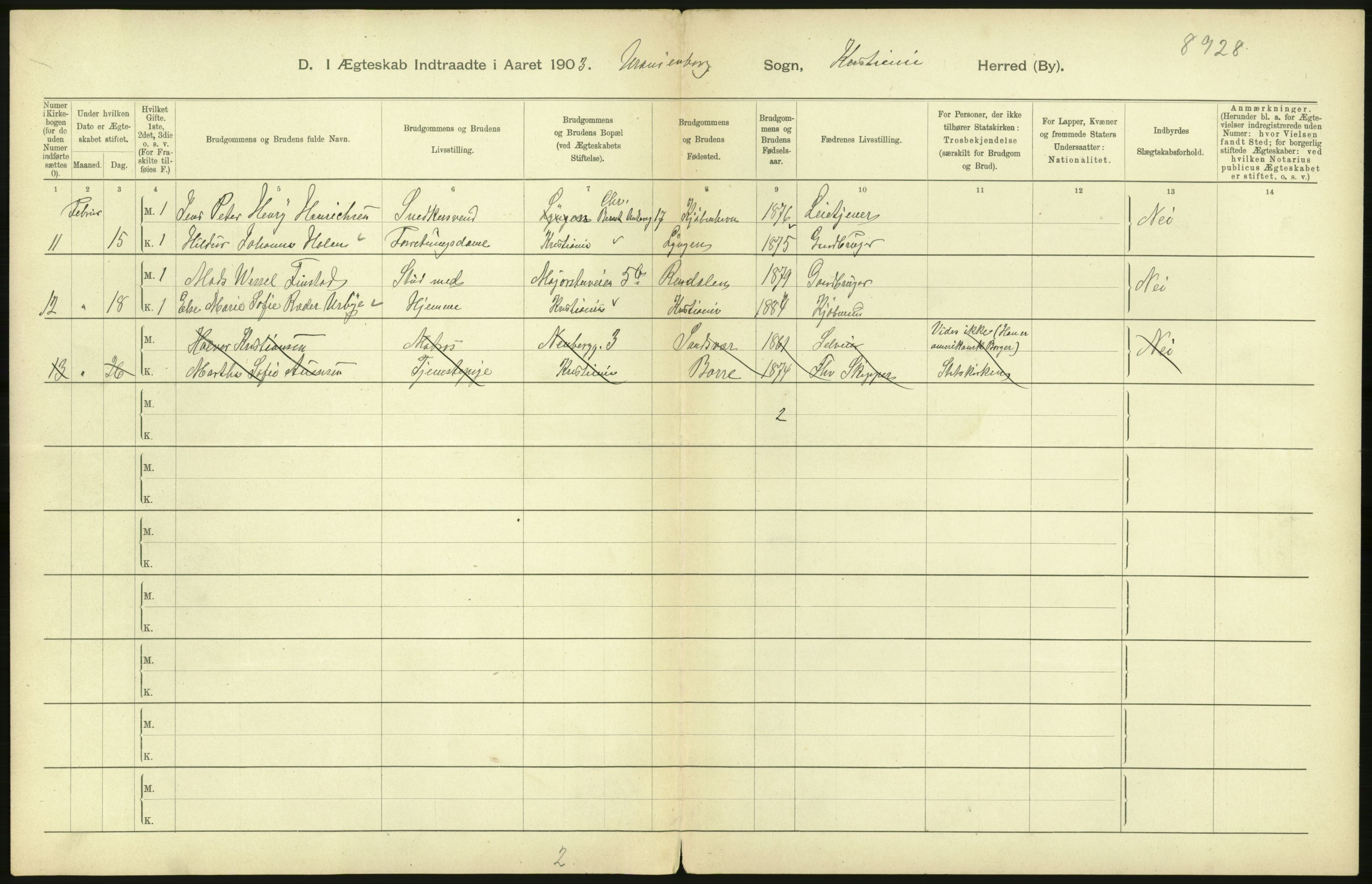 Statistisk sentralbyrå, Sosiodemografiske emner, Befolkning, AV/RA-S-2228/D/Df/Dfa/Dfaa/L0004: Kristiania: Gifte, døde, 1903, s. 666