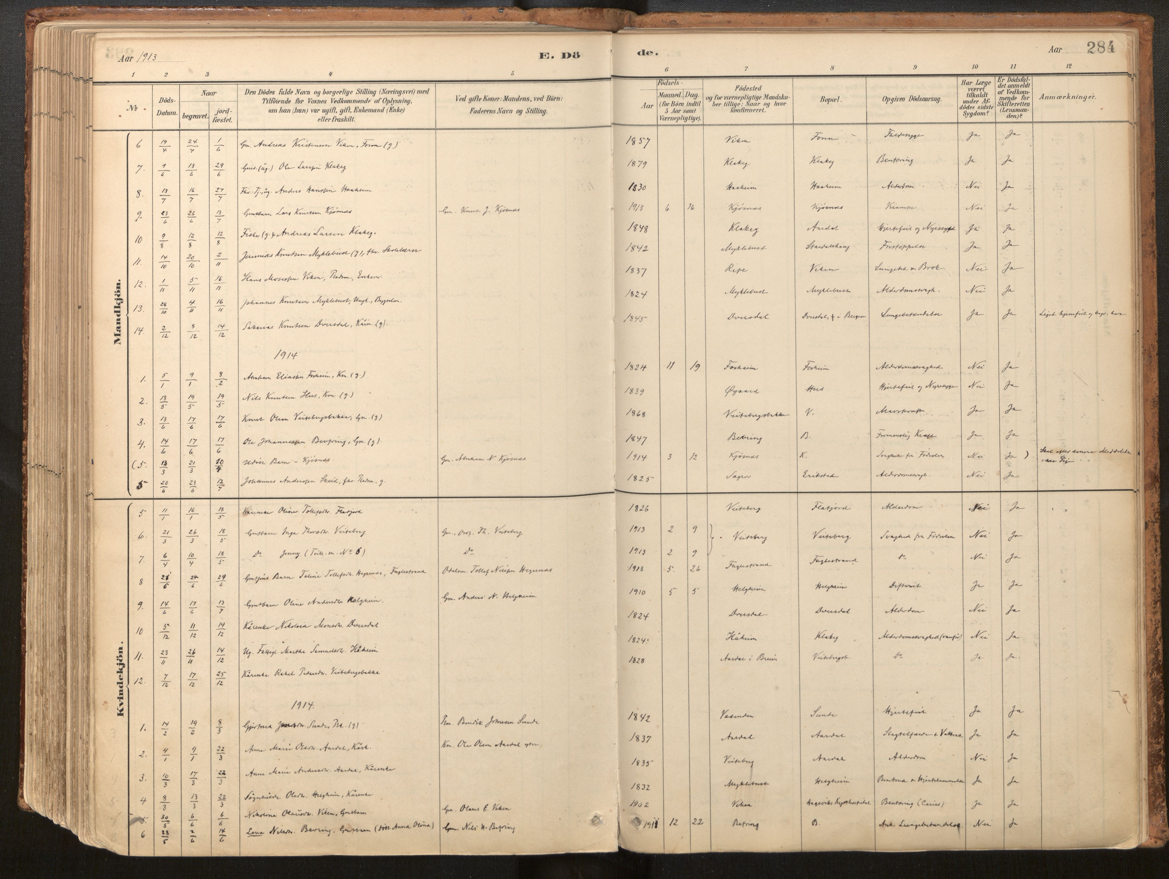 Jølster sokneprestembete, AV/SAB-A-80701/H/Haa/Haac/L0001: Ministerialbok nr. C 1, 1882-1928, s. 284