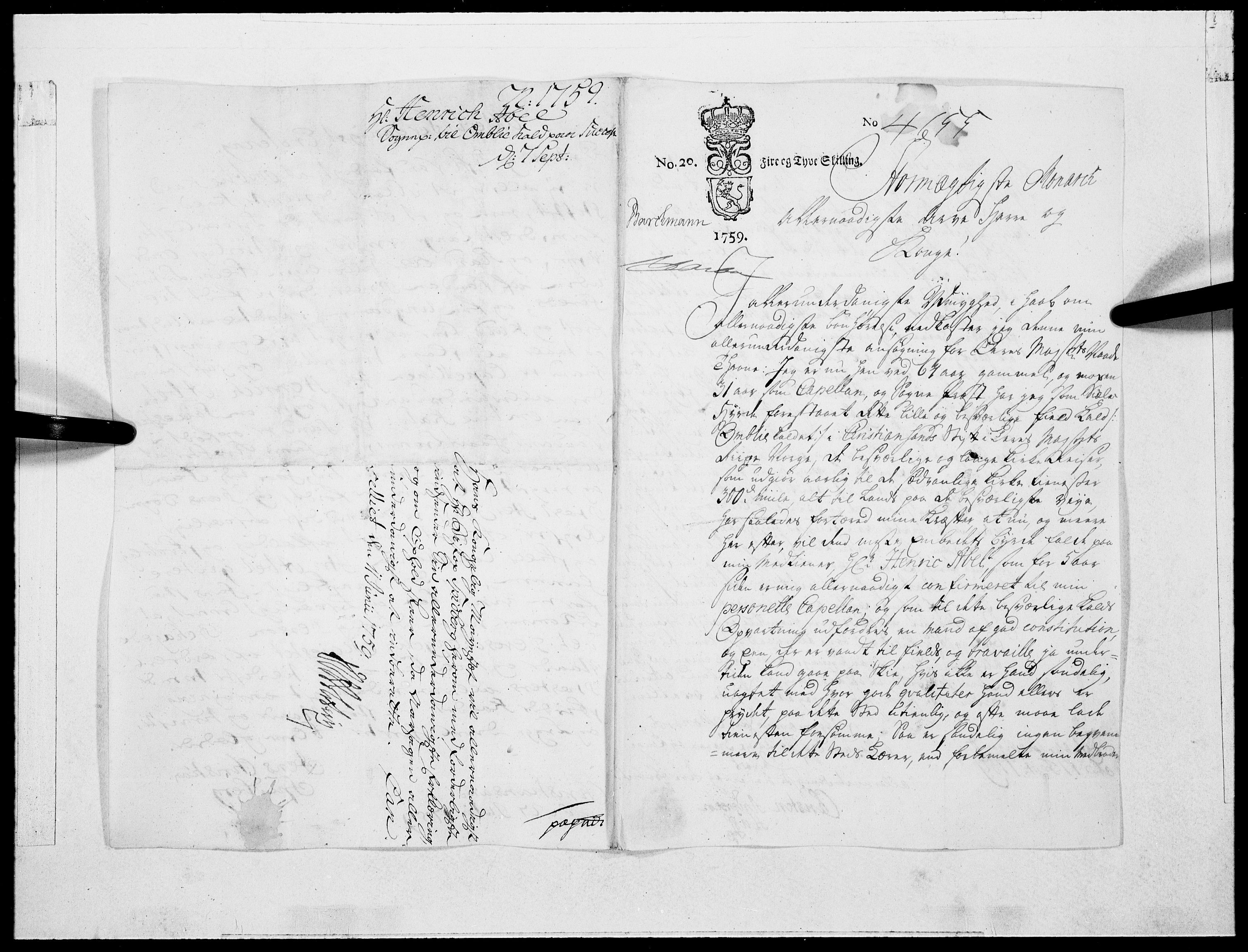 Danske Kanselli 1572-1799, RA/EA-3023/F/Fc/Fcc/Fcca/L0178: Norske innlegg 1572-1799, 1759, s. 133