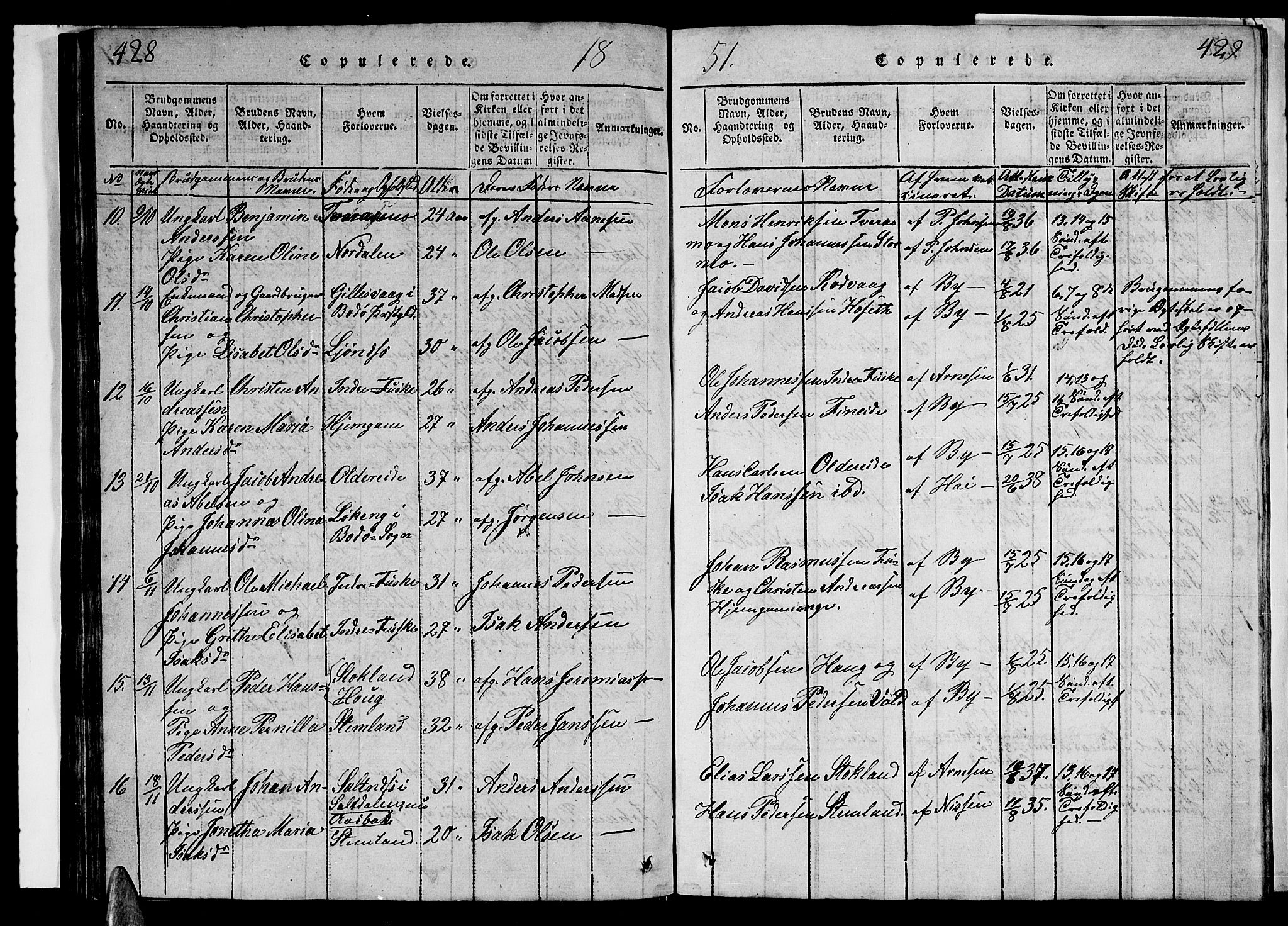 Ministerialprotokoller, klokkerbøker og fødselsregistre - Nordland, AV/SAT-A-1459/852/L0752: Klokkerbok nr. 852C03, 1840-1855, s. 428-429