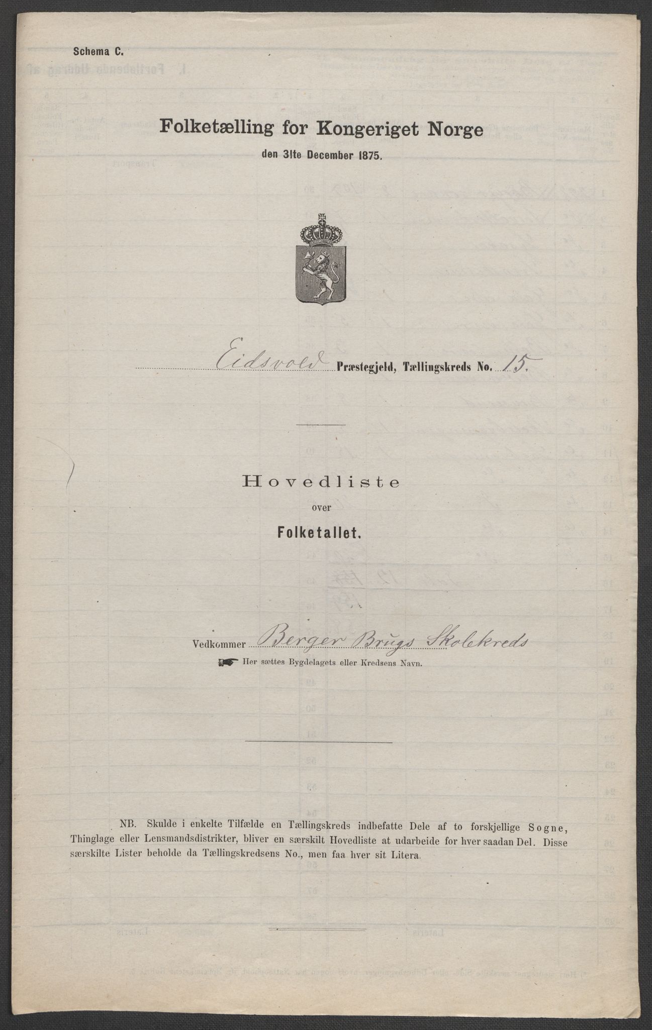 RA, Folketelling 1875 for 0237P Eidsvoll prestegjeld, 1875, s. 61