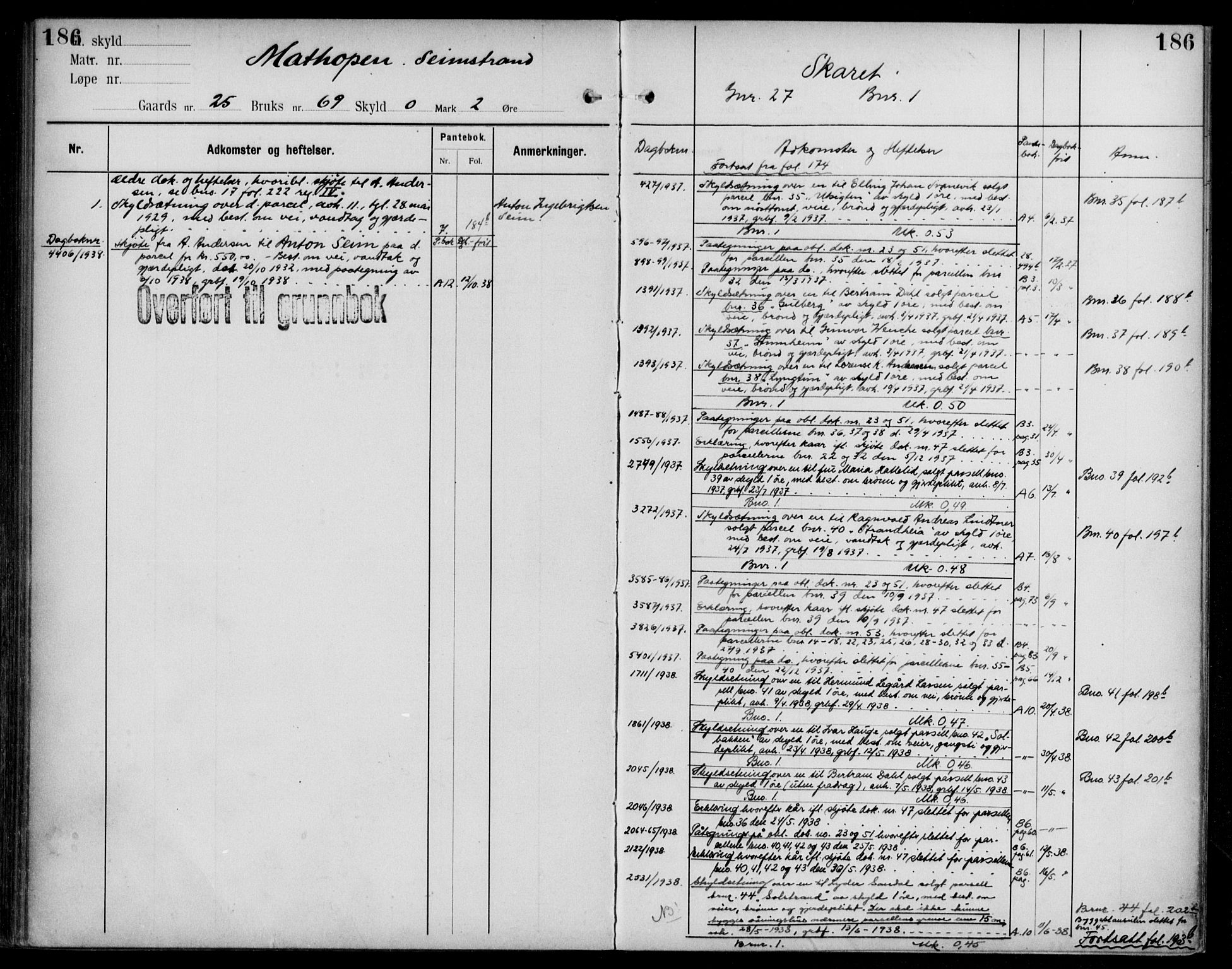 Midhordland sorenskriveri, AV/SAB-A-3001/1/G/Ga/Gab/L0108: Panteregister nr. II.A.b.108, s. 186