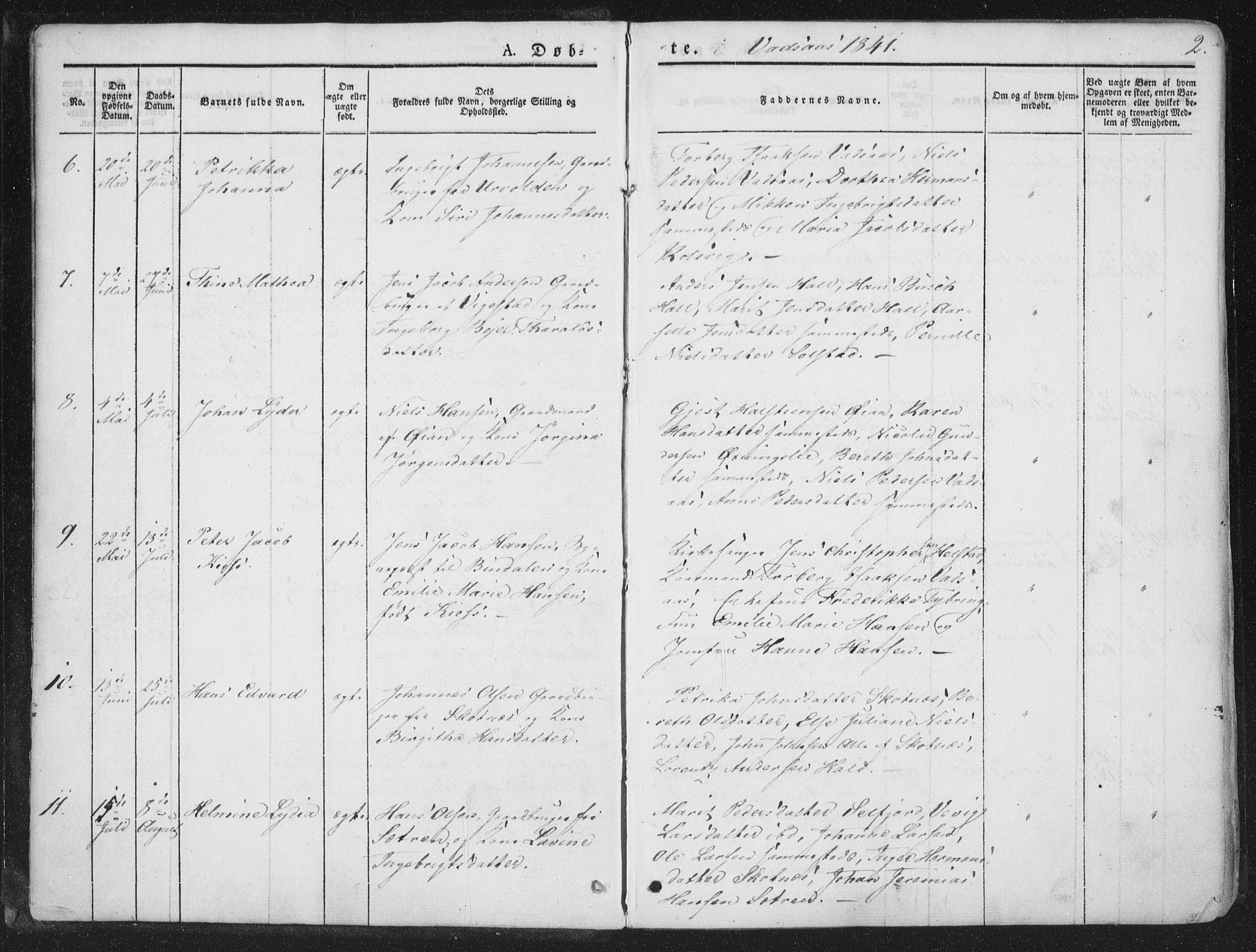 Ministerialprotokoller, klokkerbøker og fødselsregistre - Nordland, AV/SAT-A-1459/810/L0144: Ministerialbok nr. 810A07 /1, 1841-1862, s. 2