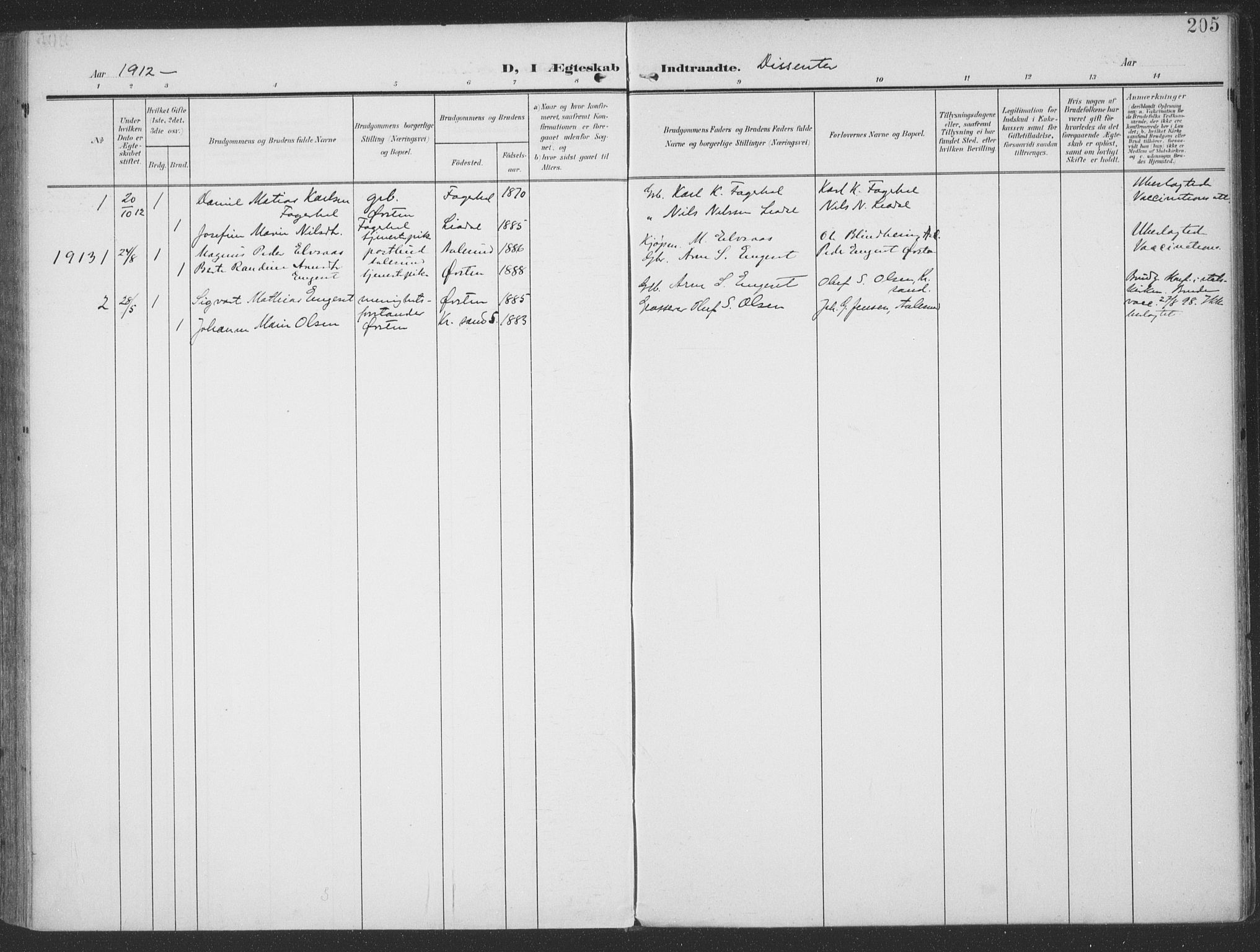 Ministerialprotokoller, klokkerbøker og fødselsregistre - Møre og Romsdal, SAT/A-1454/513/L0178: Ministerialbok nr. 513A05, 1906-1919, s. 205