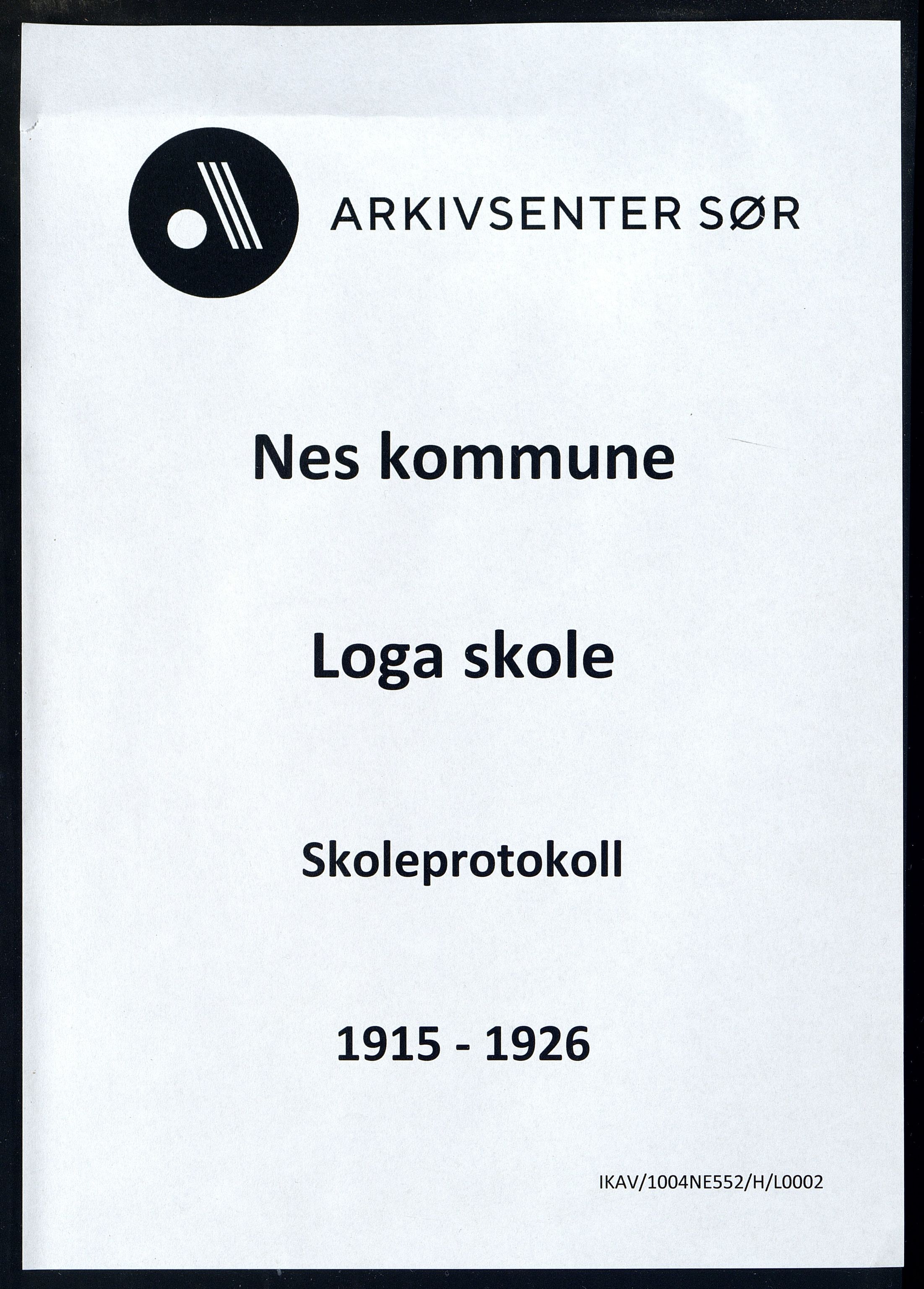 Nes kommune - Loga Skole, ARKSOR/1004NE552/H/L0002: Skoleprotokoll, 1915-1926