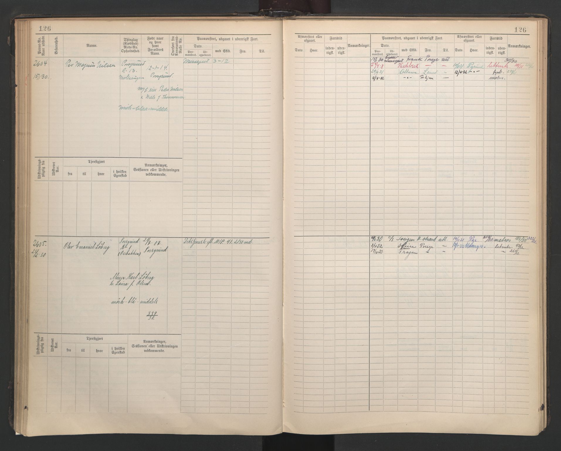 Porsgrunn innrulleringskontor, SAKO/A-829/F/Fb/L0007: Annotasjonsrulle, 1926-1948, s. 126