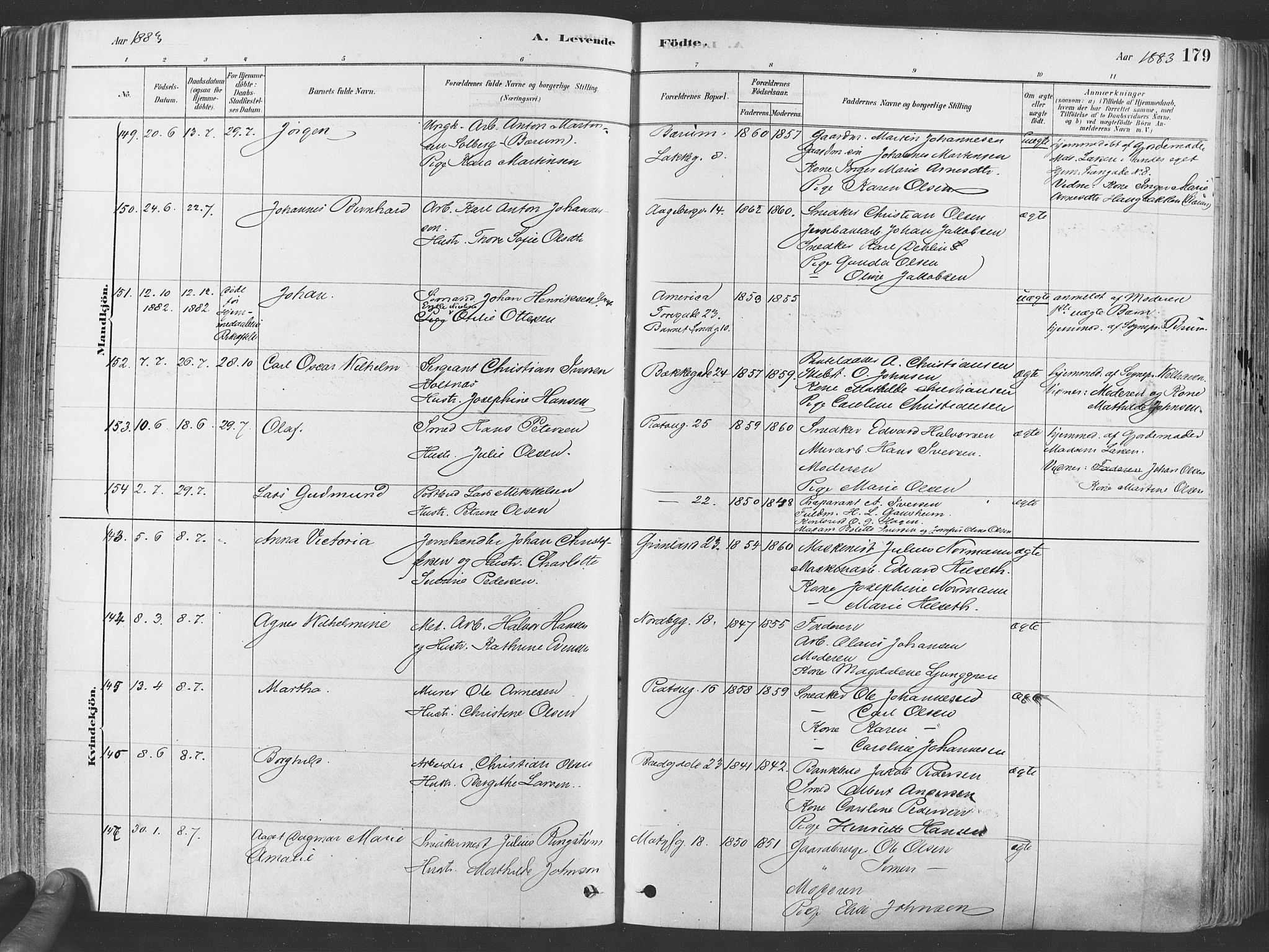 Grønland prestekontor Kirkebøker, SAO/A-10848/F/Fa/L0007: Ministerialbok nr. 7, 1878-1888, s. 179