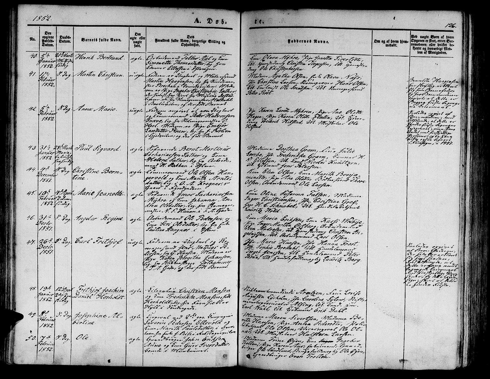 Ministerialprotokoller, klokkerbøker og fødselsregistre - Sør-Trøndelag, SAT/A-1456/602/L0137: Klokkerbok nr. 602C05, 1846-1856, s. 126