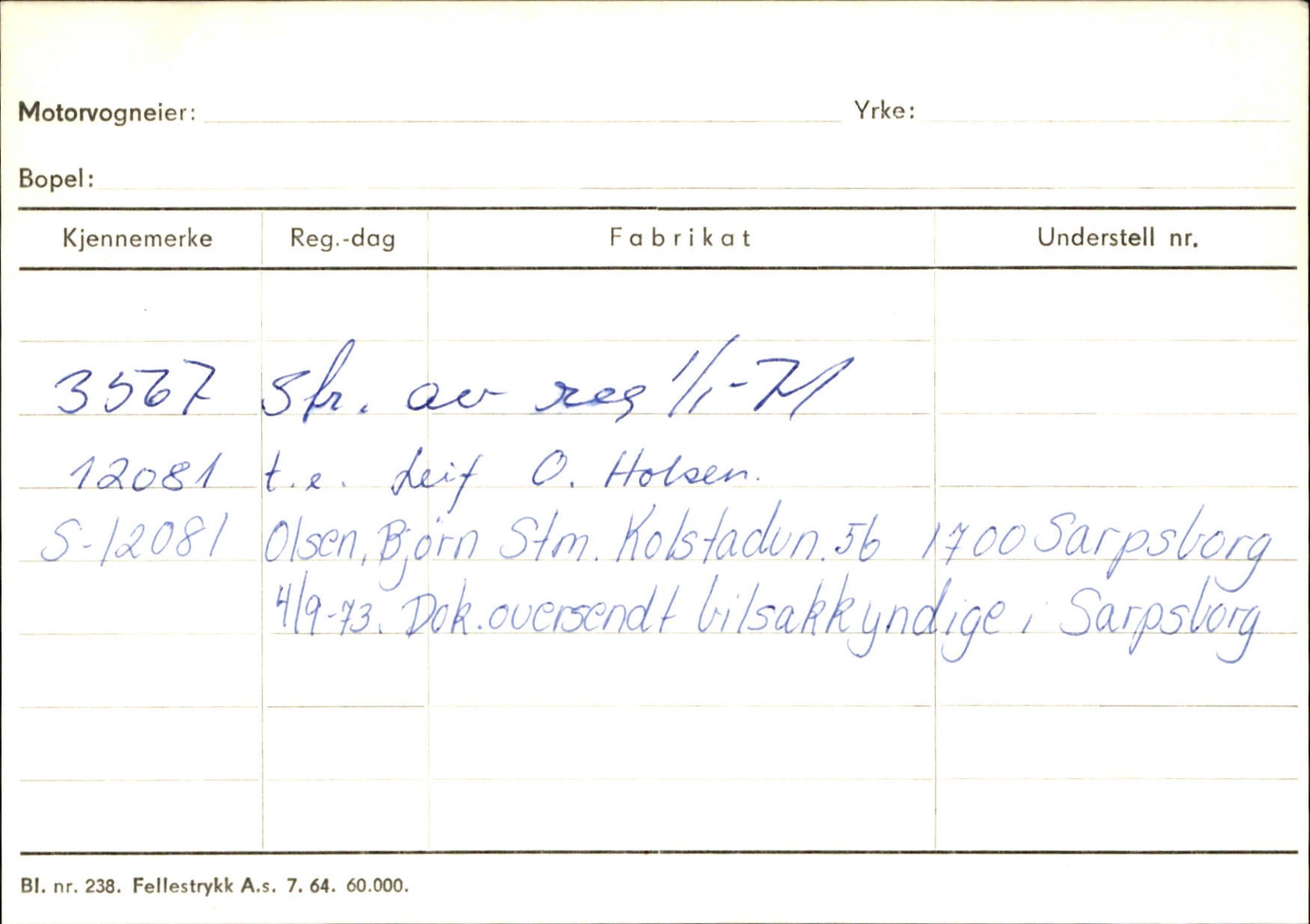 Statens vegvesen, Sogn og Fjordane vegkontor, AV/SAB-A-5301/4/F/L0130: Eigarregister Eid T-Å. Høyanger A-O, 1945-1975, s. 1679