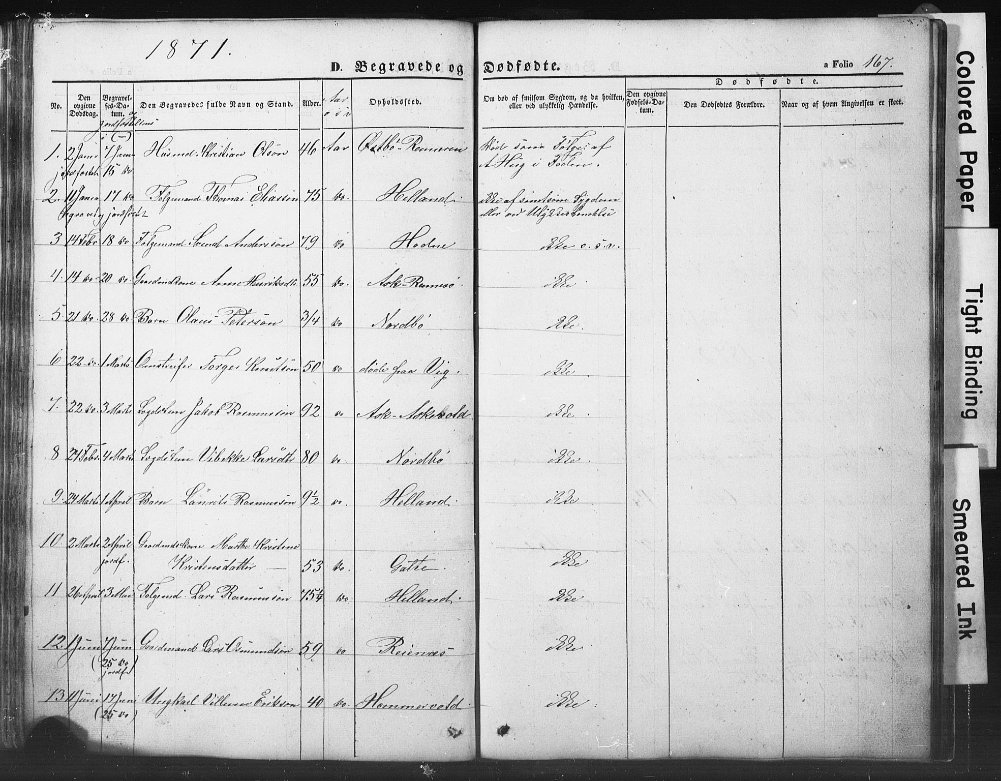 Rennesøy sokneprestkontor, AV/SAST-A -101827/H/Ha/Hab/L0002: Klokkerbok nr. B 2, 1852-1880, s. 167