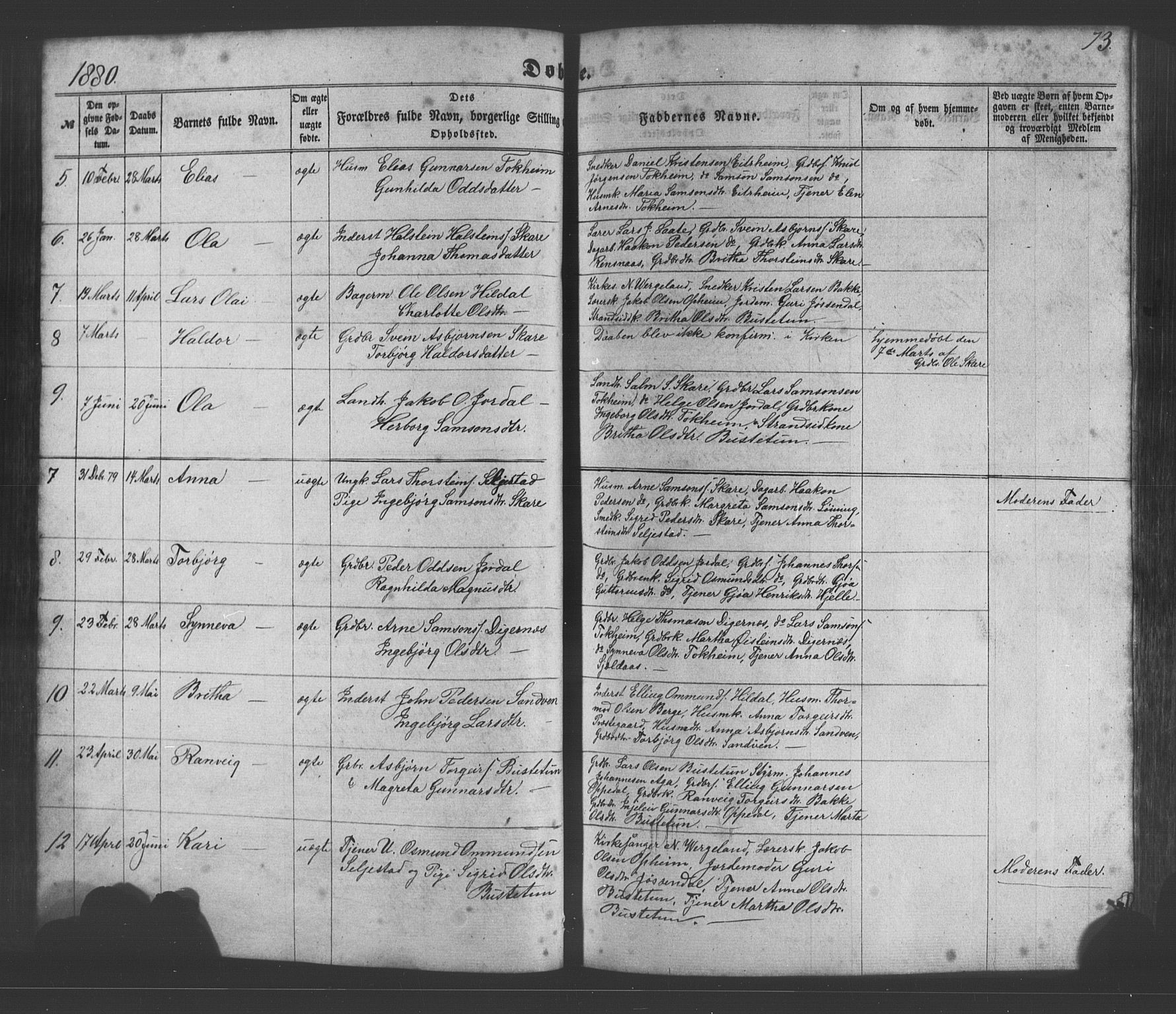 Odda Sokneprestembete, AV/SAB-A-77201/H/Hab: Klokkerbok nr. A 4, 1858-1886, s. 73