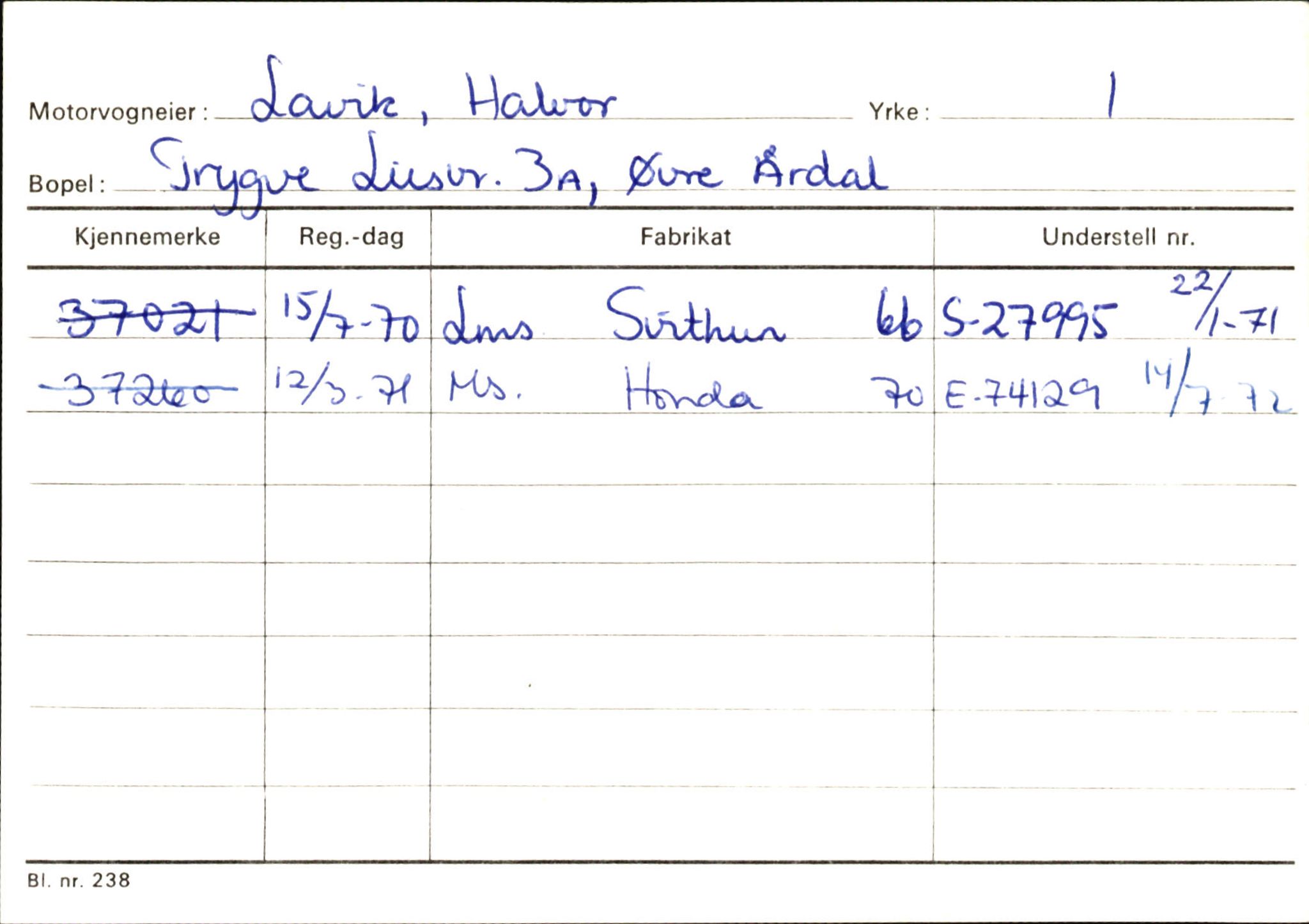 Statens vegvesen, Sogn og Fjordane vegkontor, AV/SAB-A-5301/4/F/L0145: Registerkort Vågsøy S-Å. Årdal I-P, 1945-1975, s. 1371