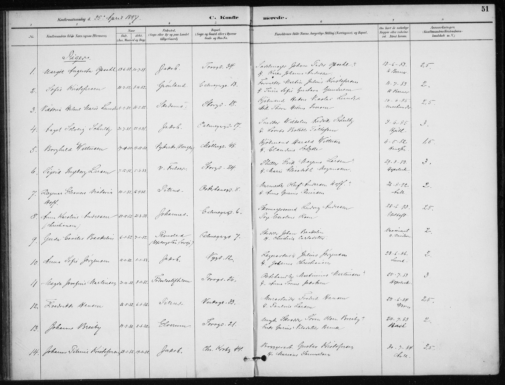 Jakob prestekontor Kirkebøker, AV/SAO-A-10850/F/Fa/L0008: Ministerialbok nr. 8, 1892-1924, s. 51