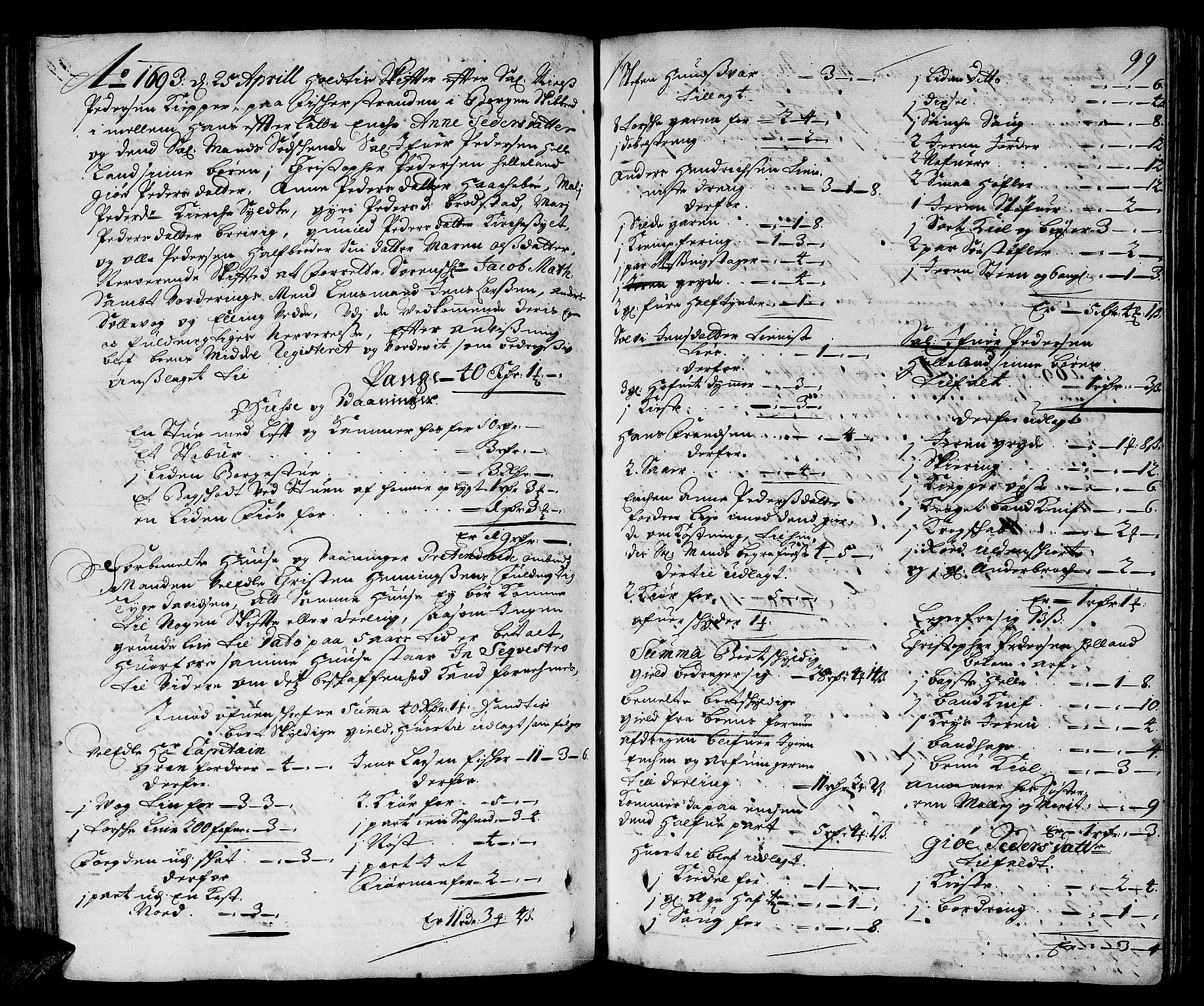 Sunnmøre sorenskriveri, AV/SAT-A-0005/3/3A/L0001: Skifteprotokoll 01, 1689-1700, s. 98b-99a