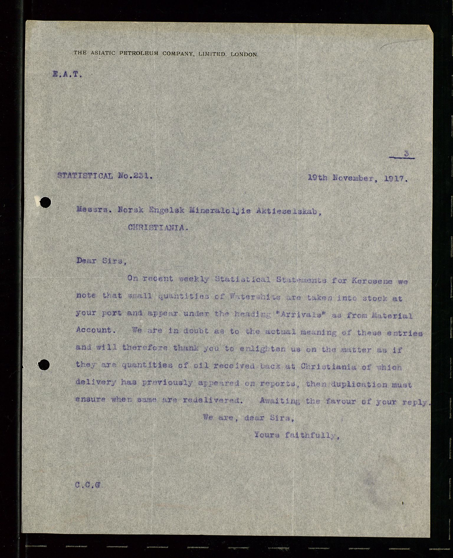 Pa 1521 - A/S Norske Shell, AV/SAST-A-101915/E/Ea/Eaa/L0001: Sjefskorrespondanse, 1917, s. 67