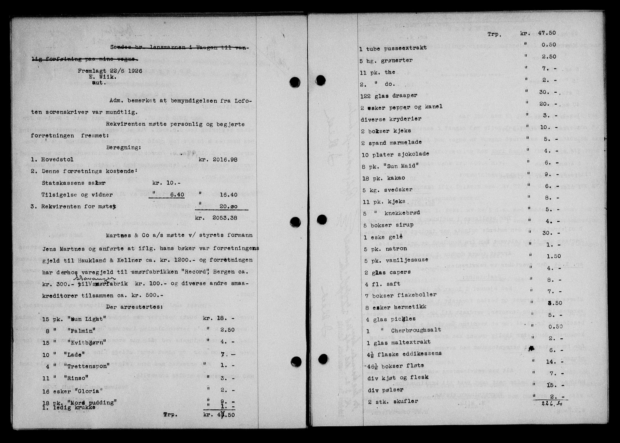 Lofoten sorenskriveri, SAT/A-0017/1/2/2C/L0014b: Pantebok nr. 14b, 1926-1926, Tingl.dato: 01.07.1926