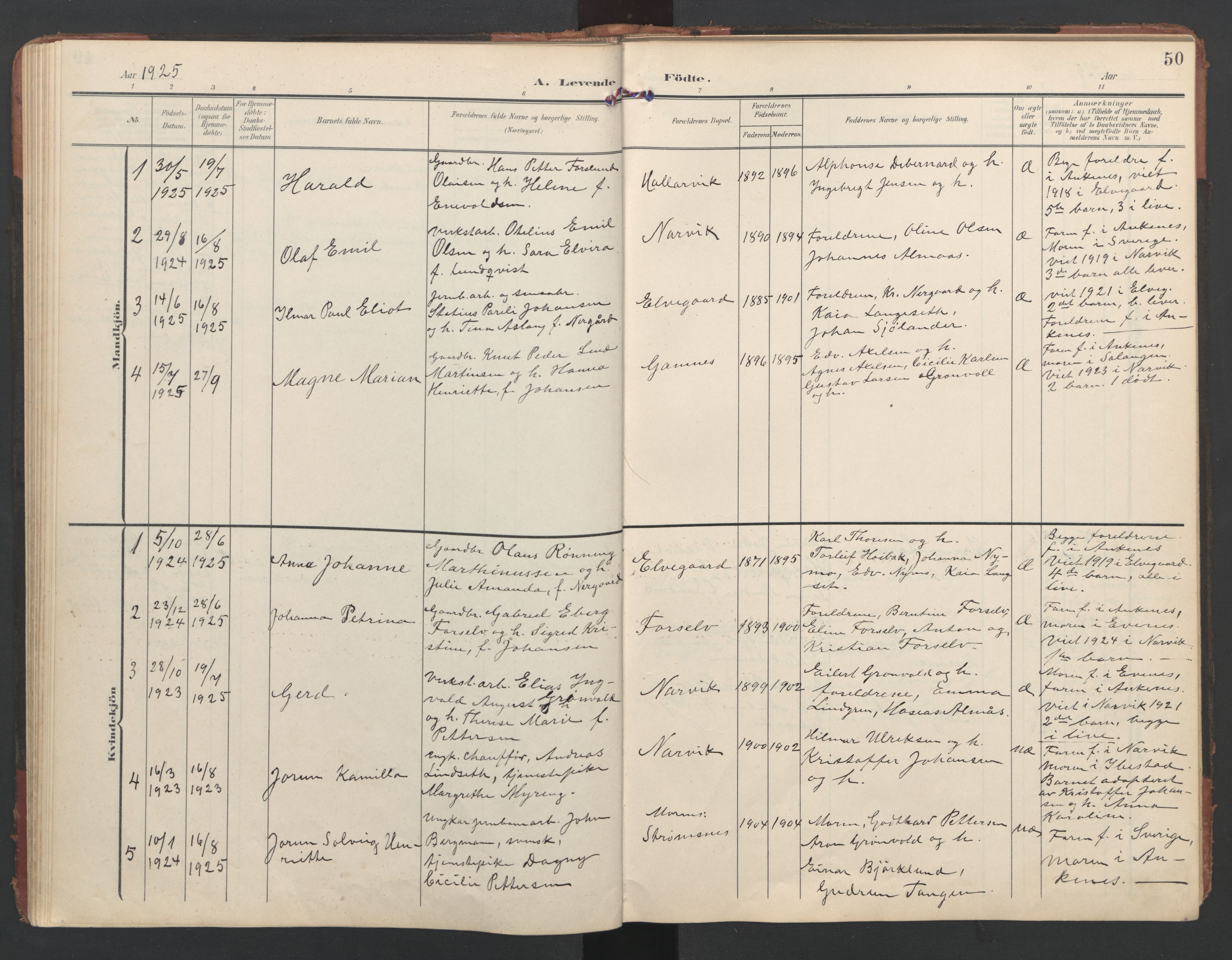 Ministerialprotokoller, klokkerbøker og fødselsregistre - Nordland, AV/SAT-A-1459/867/L0966: Klokkerbok nr. 867C01, 1904-1952, s. 50