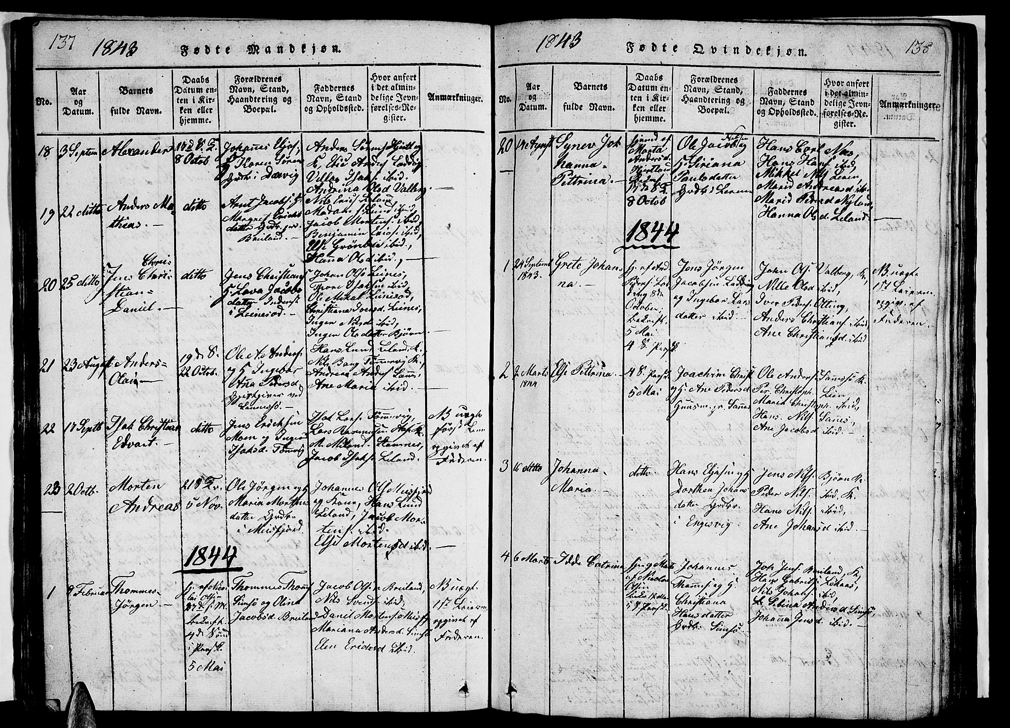 Ministerialprotokoller, klokkerbøker og fødselsregistre - Nordland, AV/SAT-A-1459/831/L0474: Klokkerbok nr. 831C01, 1820-1850, s. 137-138