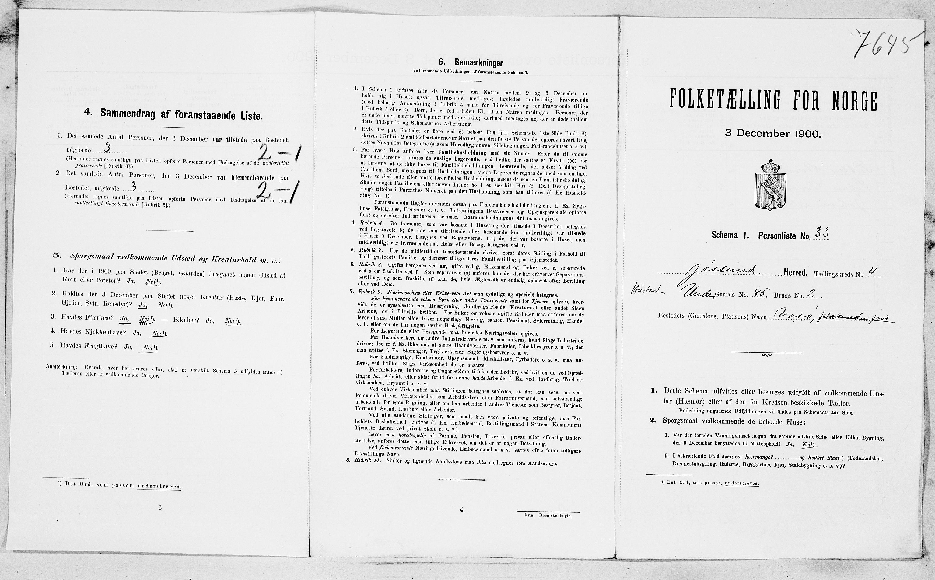 SAT, Folketelling 1900 for 1629 Jøssund herred, 1900, s. 487
