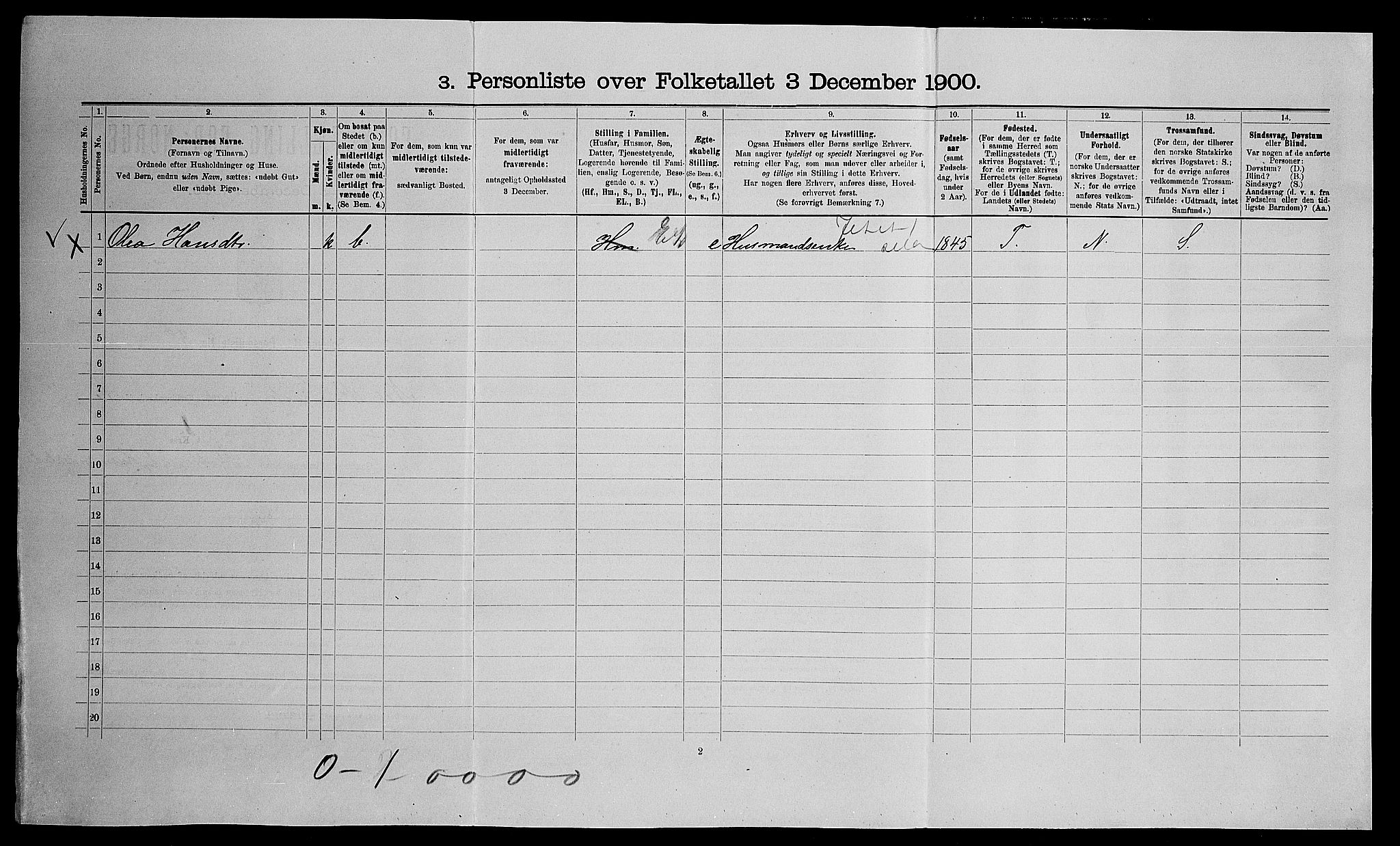 SAO, Folketelling 1900 for 0236 Nes herred, 1900