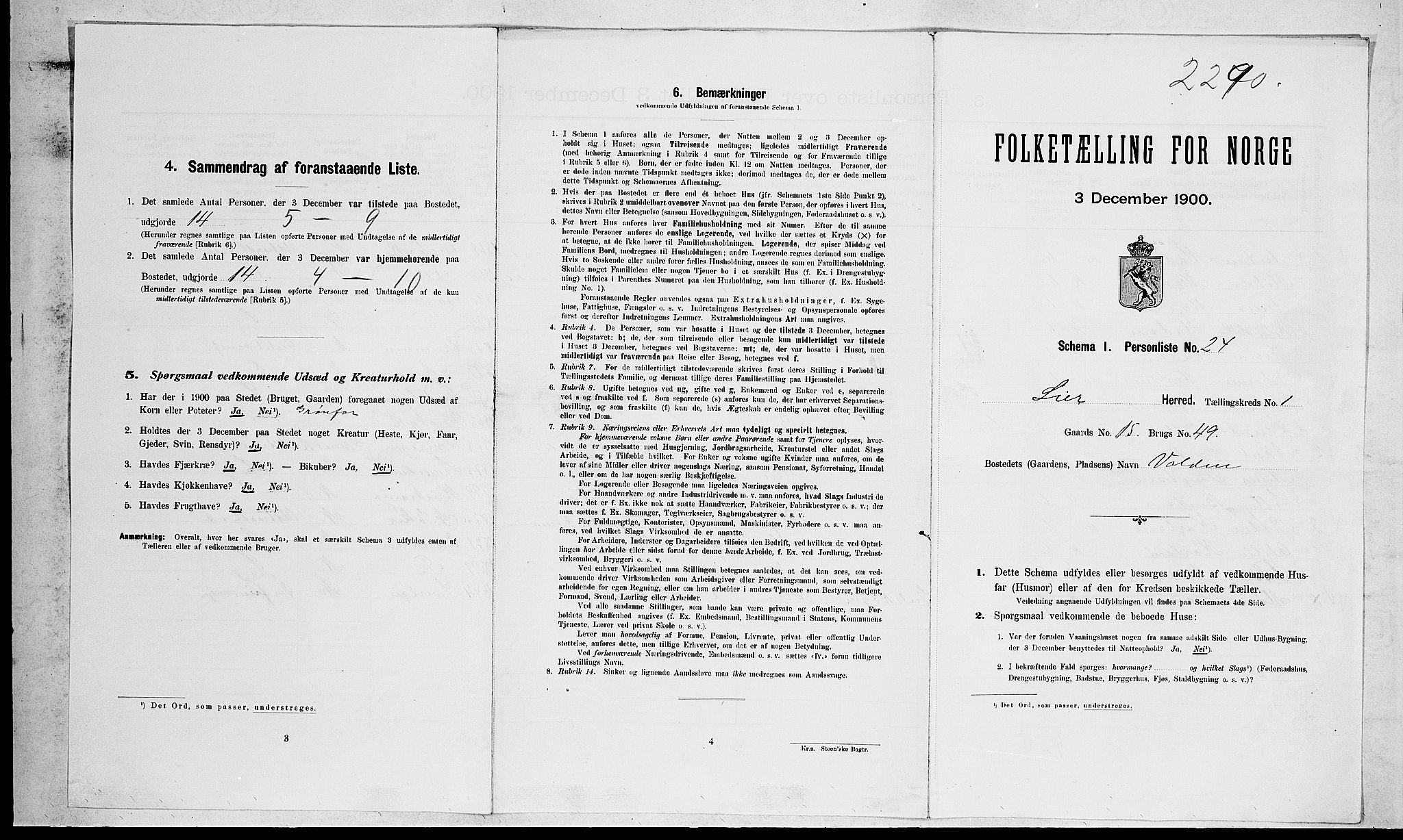 RA, Folketelling 1900 for 0626 Lier herred, 1900, s. 283