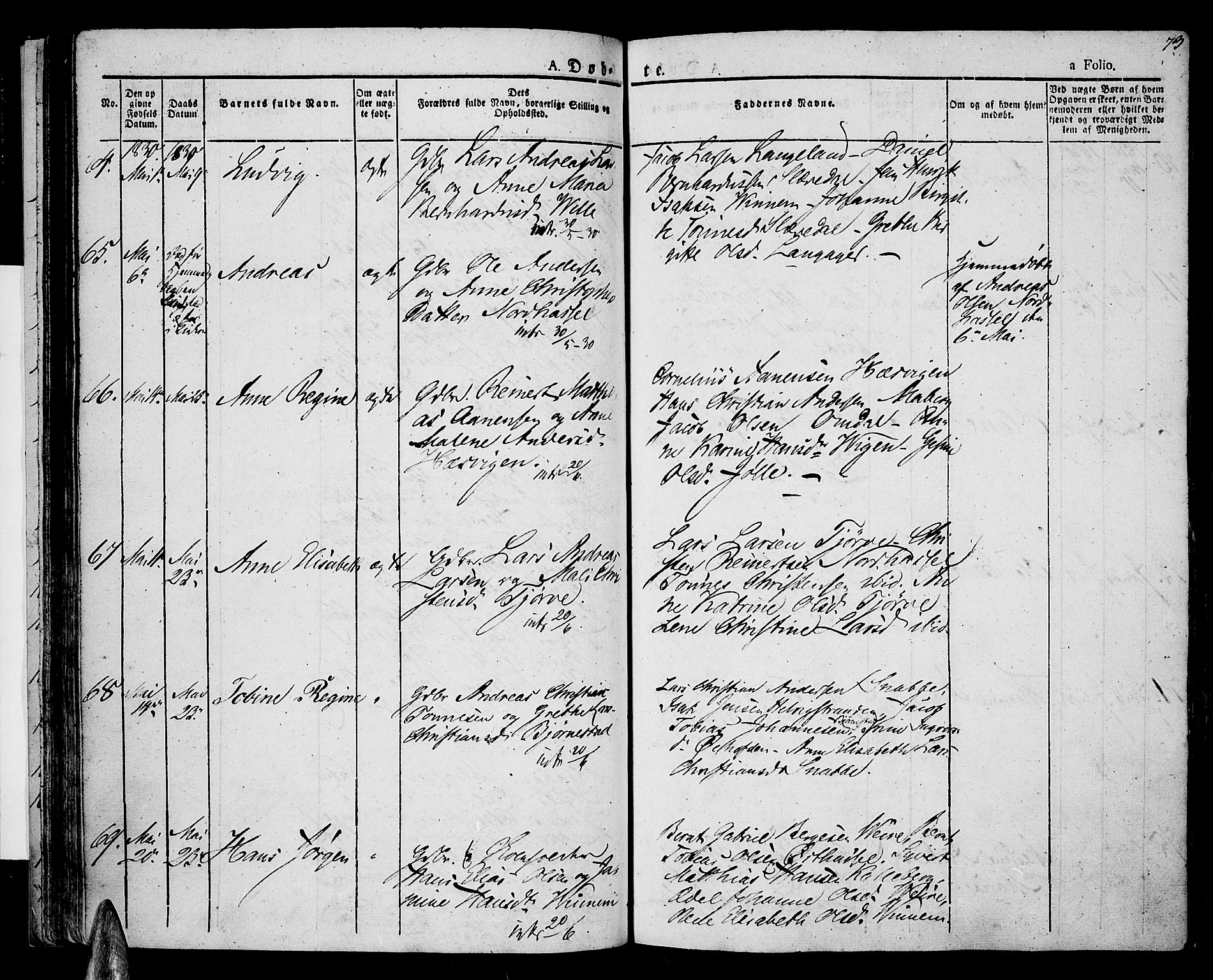 Lista sokneprestkontor, AV/SAK-1111-0027/F/Fa/L0008: Ministerialbok nr. A 8, 1823-1835, s. 73
