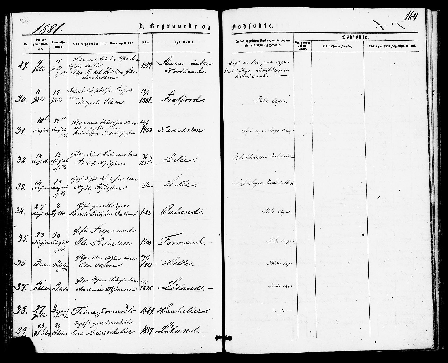 Høgsfjord sokneprestkontor, SAST/A-101624/H/Ha/Haa/L0004: Ministerialbok nr. A 4, 1876-1884, s. 164