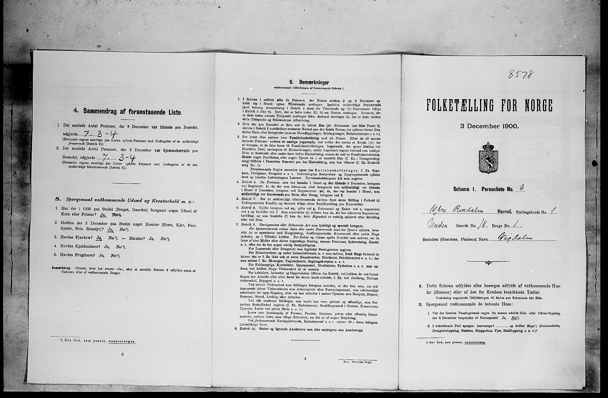 SAH, Folketelling 1900 for 0432 Ytre Rendal herred, 1900, s. 61