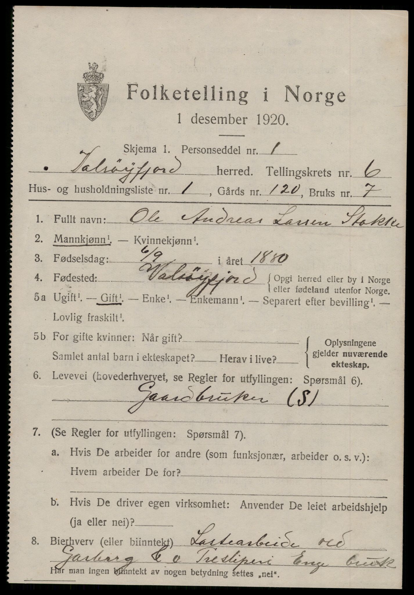SAT, Folketelling 1920 for 1570 Valsøyfjord herred, 1920, s. 2899