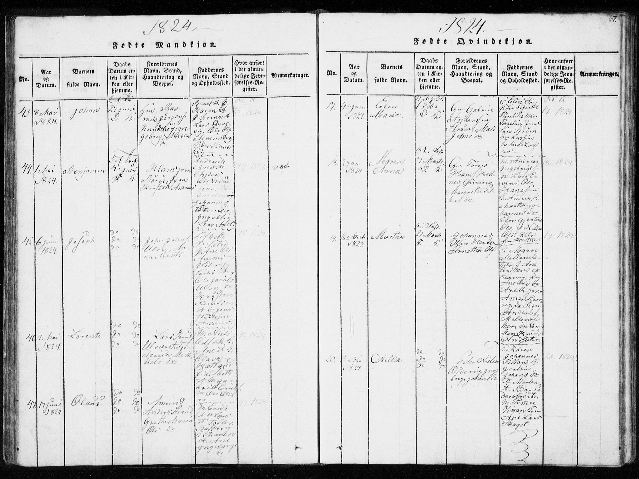 Ministerialprotokoller, klokkerbøker og fødselsregistre - Sør-Trøndelag, AV/SAT-A-1456/634/L0527: Ministerialbok nr. 634A03, 1818-1826, s. 67