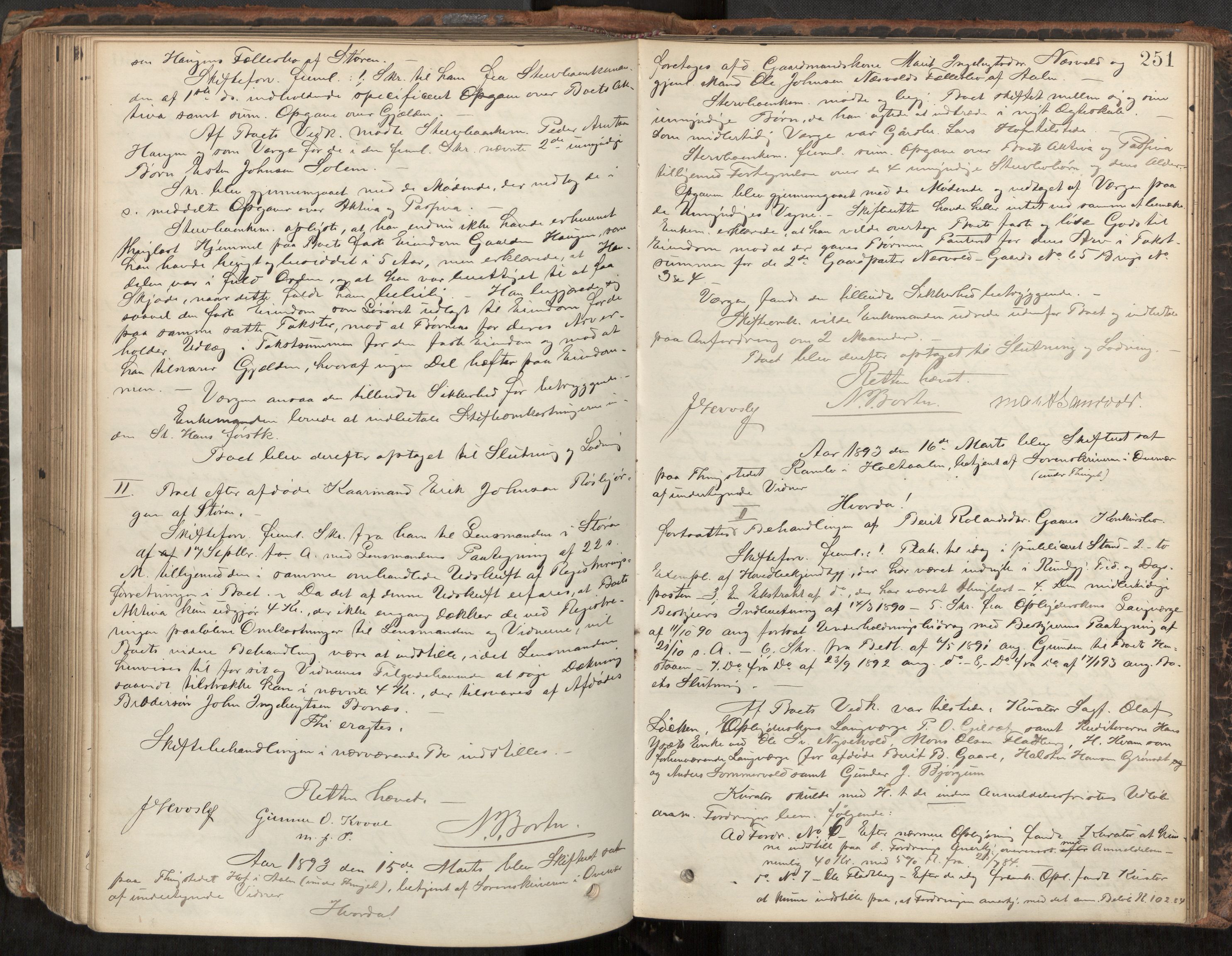 Gauldal sorenskriveri, AV/SAT-A-0014/1/3/3B/L0003: Skiftebehandlingsprotokoll, 1881-1896, s. 251