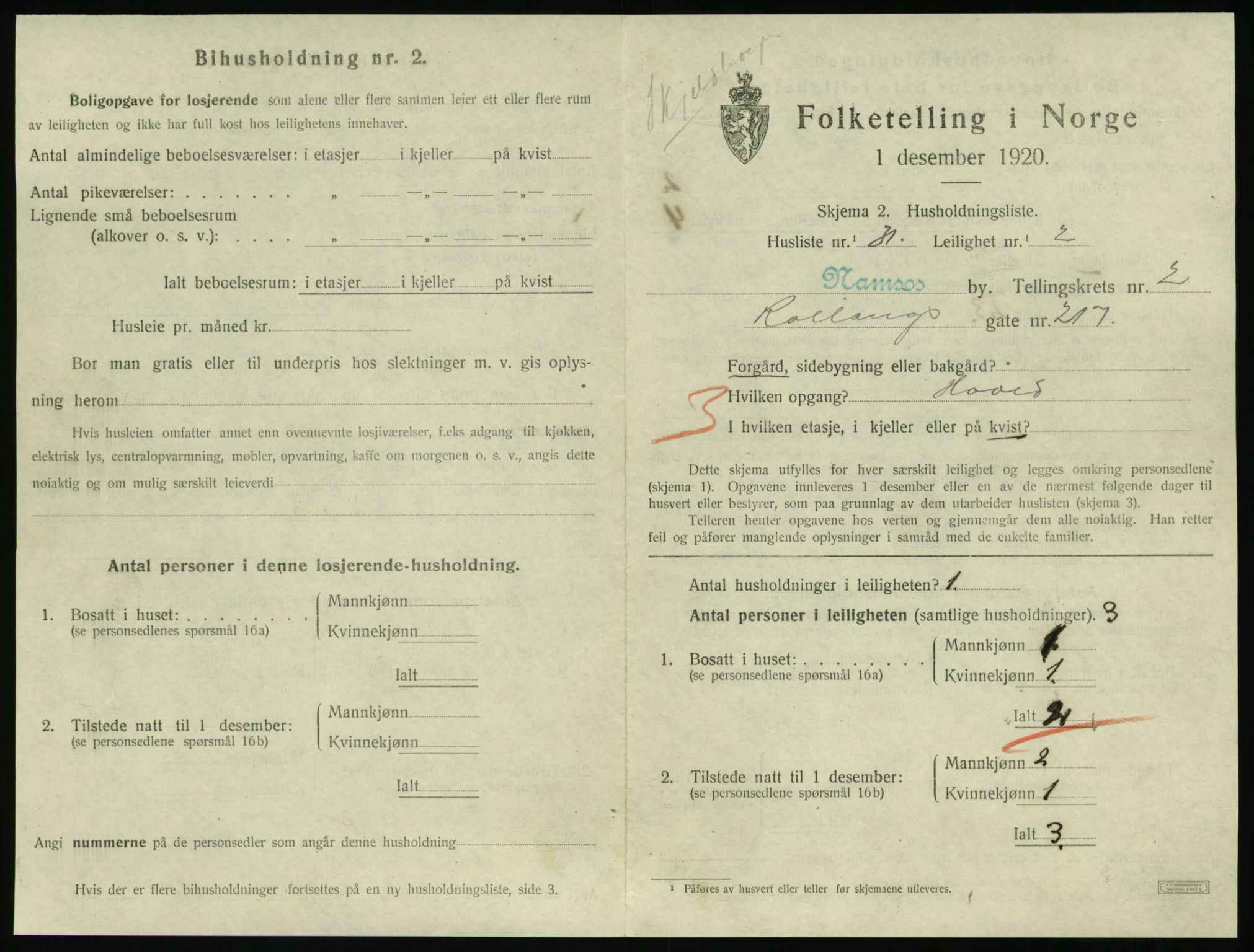 SAT, Folketelling 1920 for 1703 Namsos ladested, 1920, s. 1073