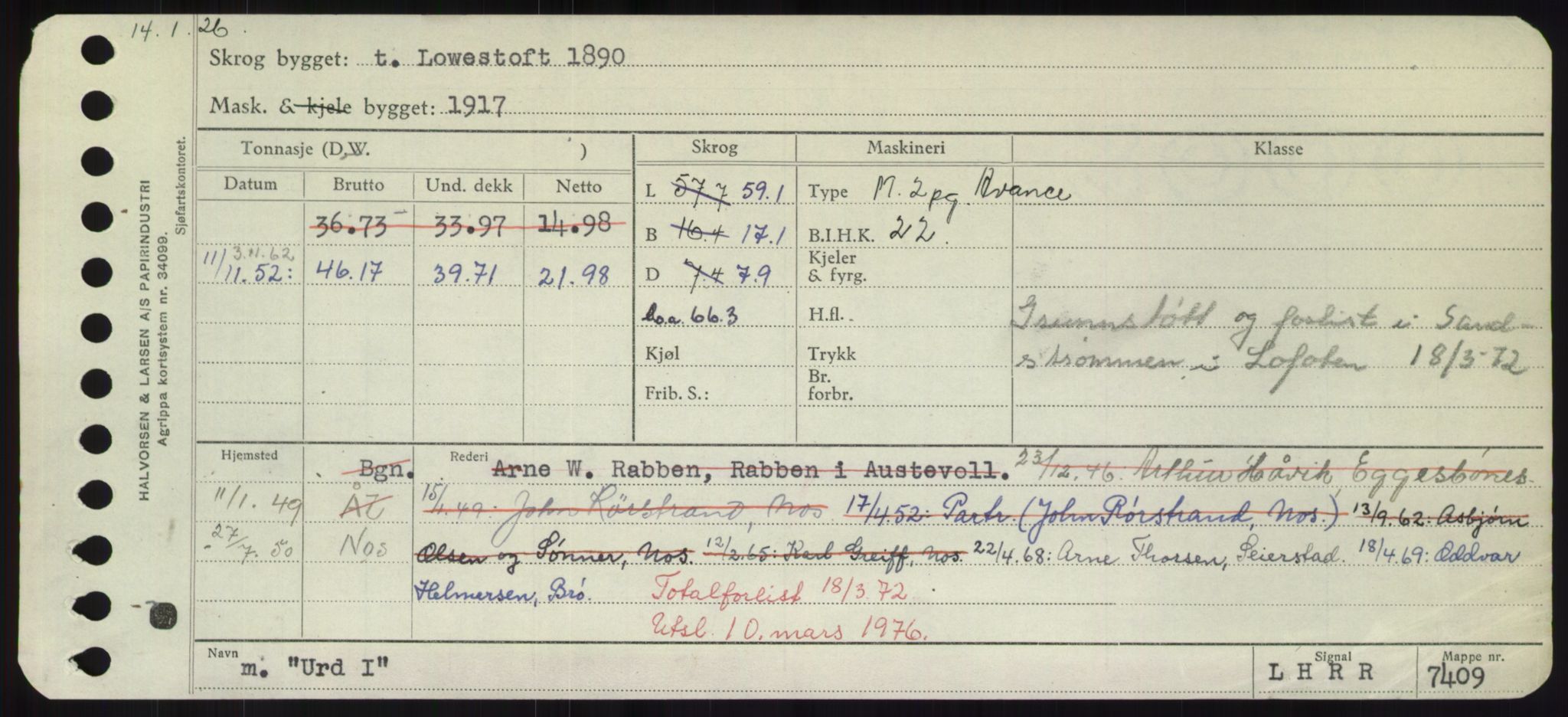 Sjøfartsdirektoratet med forløpere, Skipsmålingen, RA/S-1627/H/Hd/L0040: Fartøy, U-Ve, s. 129