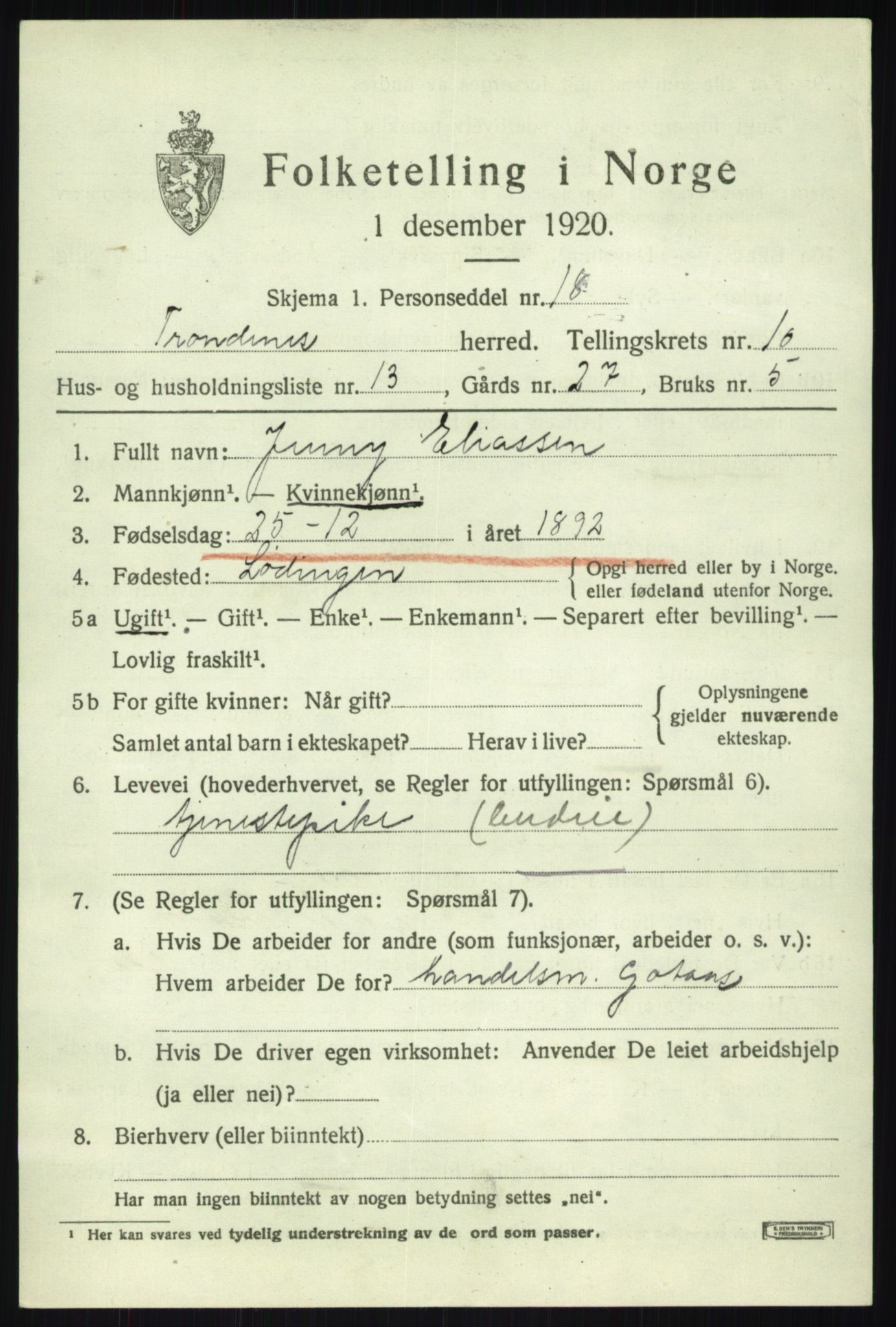 SATØ, Folketelling 1920 for 1914 Trondenes herred, 1920, s. 8117