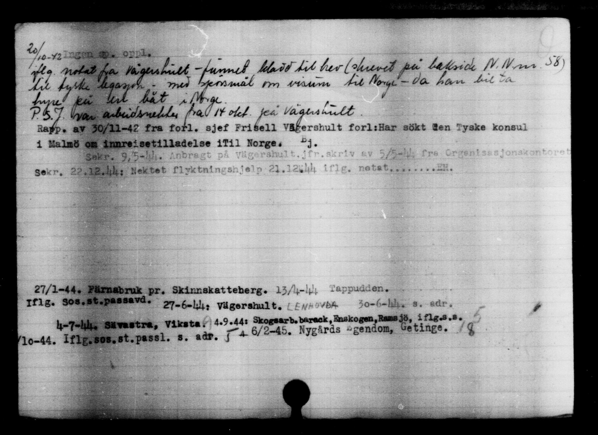Den Kgl. Norske Legasjons Flyktningskontor, AV/RA-S-6753/V/Va/L0004: Kjesäterkartoteket.  Flyktningenr. 3496-6610, 1940-1945, s. 2783