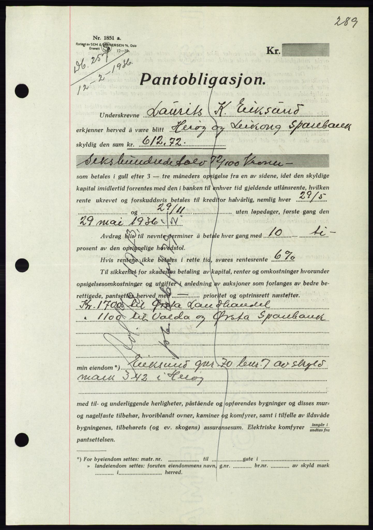 Søre Sunnmøre sorenskriveri, AV/SAT-A-4122/1/2/2C/L0060: Pantebok nr. 54, 1935-1936, Tingl.dato: 12.02.1936