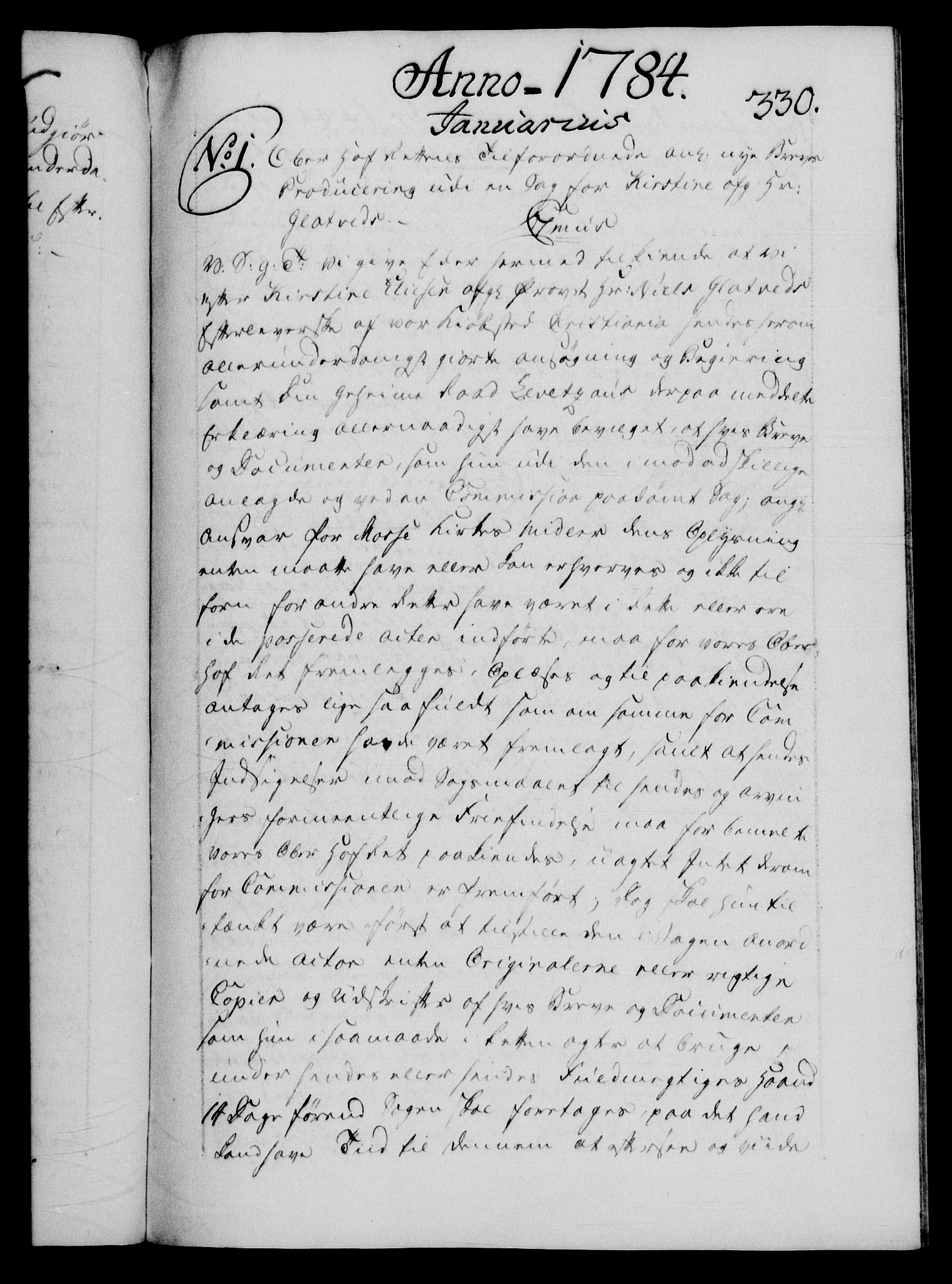 Danske Kanselli 1572-1799, AV/RA-EA-3023/F/Fc/Fca/Fcab/L0043: Norske tegnelser, 1782-1786, s. 330a