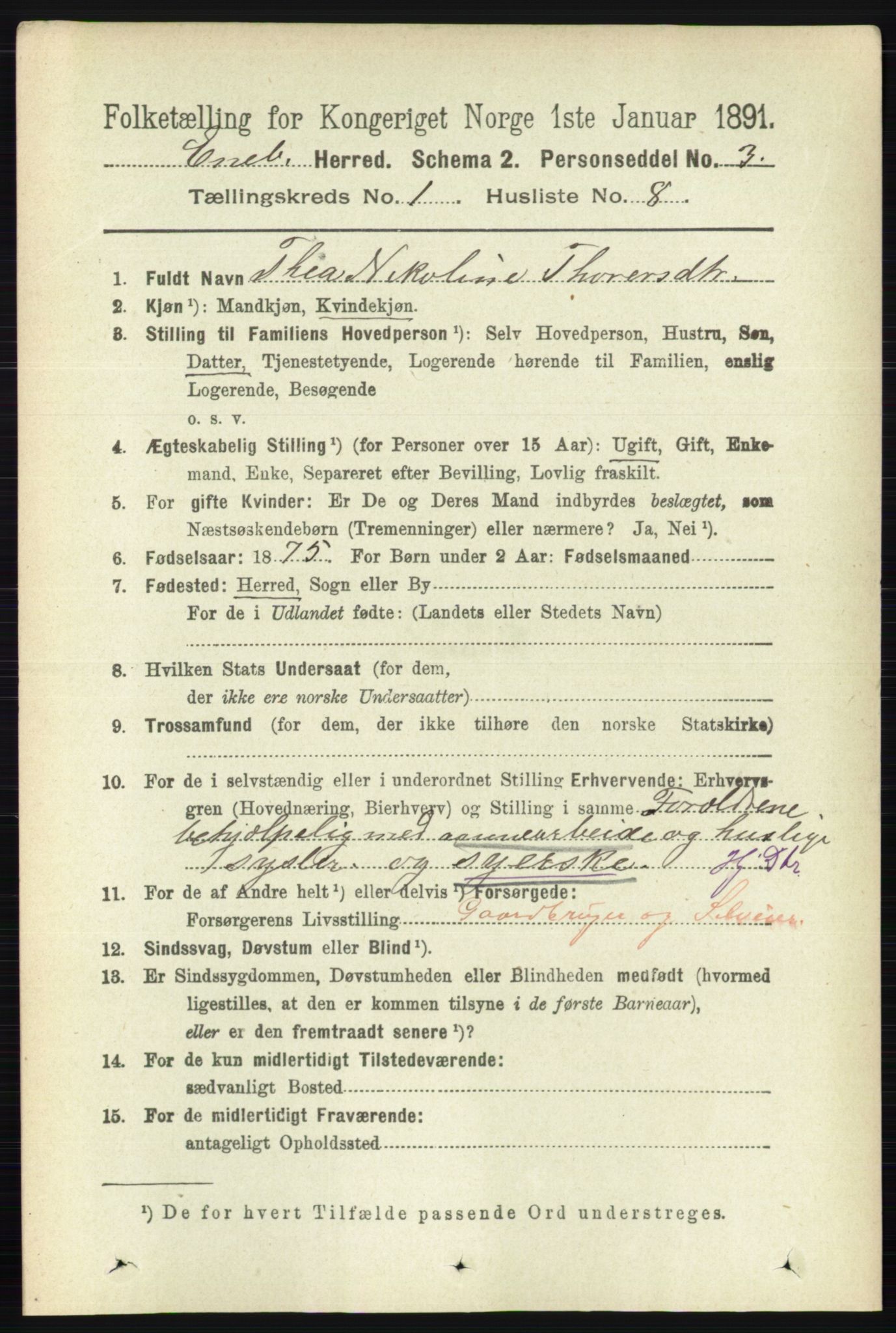 RA, Folketelling 1891 for 0229 Enebakk herred, 1891, s. 175