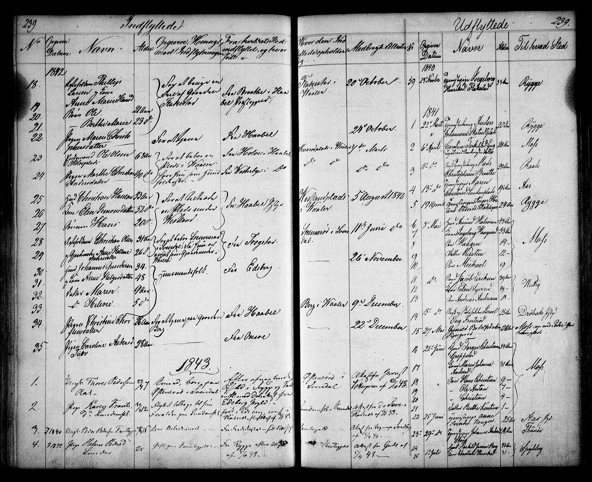 Våler prestekontor Kirkebøker, AV/SAO-A-11083/F/Fa/L0006: Ministerialbok nr. I 6, 1840-1861, s. 239