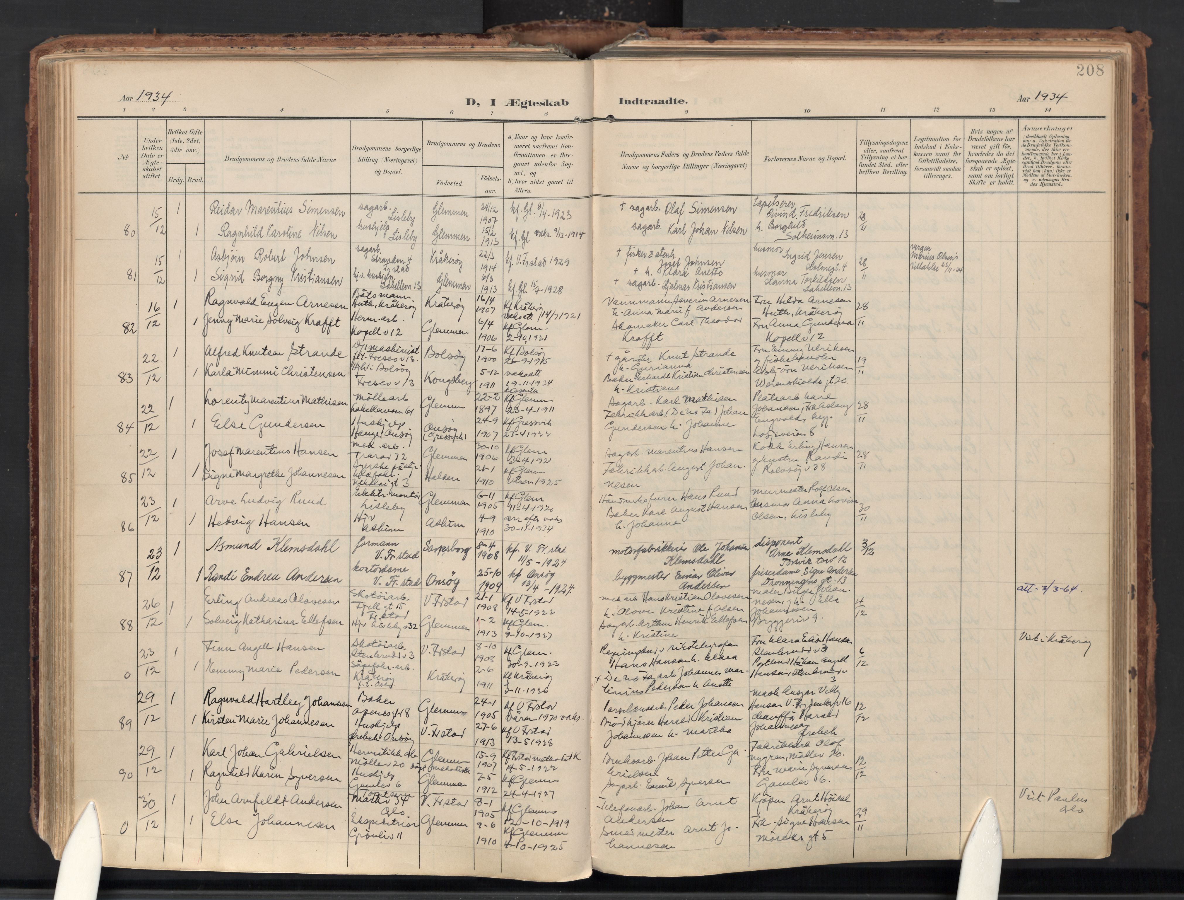 Glemmen prestekontor Kirkebøker, AV/SAO-A-10908/F/Fa/L0016: Ministerialbok nr. 16, 1903-1937, s. 208
