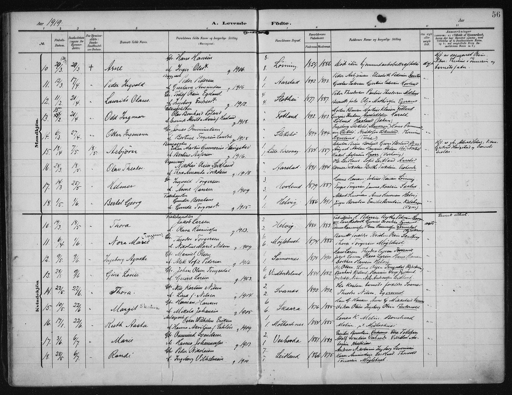 Eigersund sokneprestkontor, AV/SAST-A-101807/S08/L0021: Ministerialbok nr. A 20, 1906-1928, s. 56