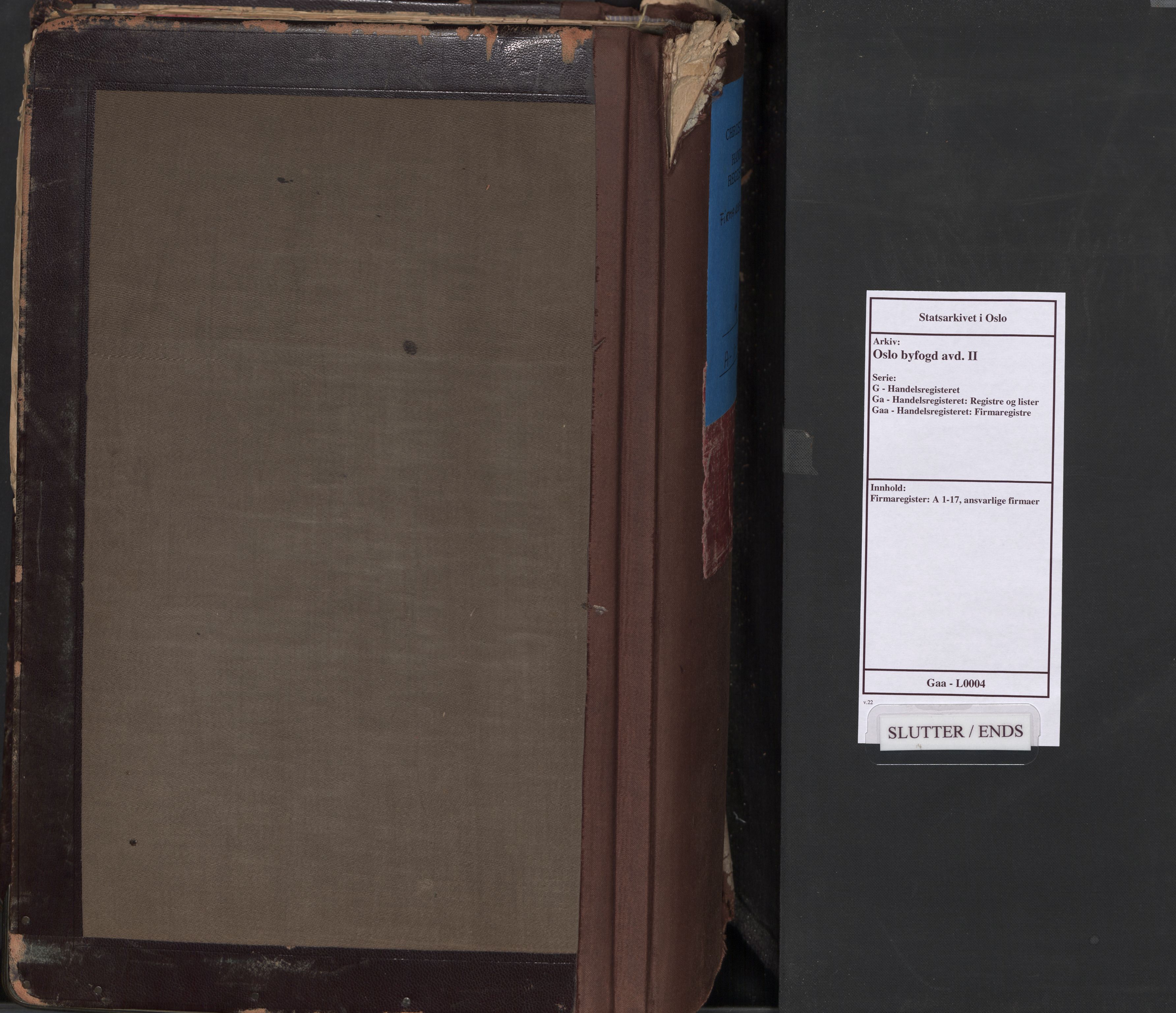 Oslo byfogd avd. II, AV/SAO-A-10942/G/Ga/Gaa/L0004: Firmaregister: A 1-17, ansvarlige firmaer