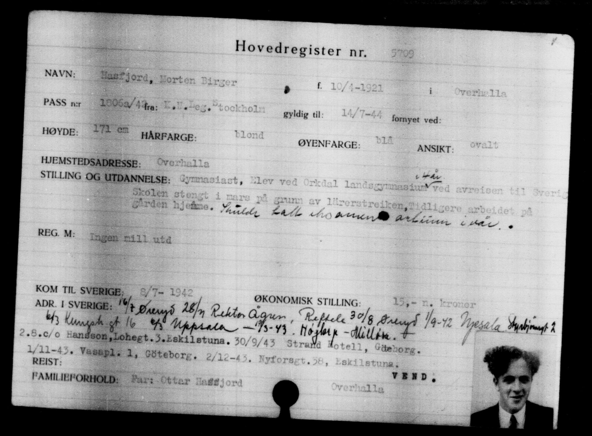 Den Kgl. Norske Legasjons Flyktningskontor, AV/RA-S-6753/V/Va/L0004: Kjesäterkartoteket.  Flyktningenr. 3496-6610, 1940-1945, s. 2562