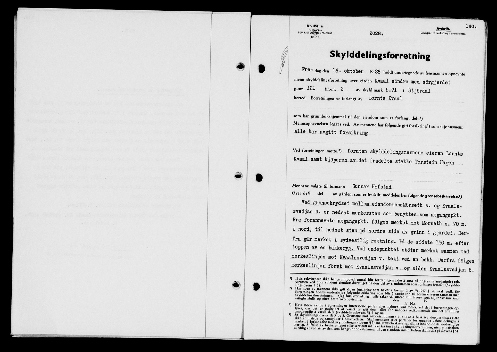 Stjør- og Verdal sorenskriveri, SAT/A-4167/1/2/2C/L0078: Pantebok nr. 46, 1936-1937, Dagboknr: 2028/1936