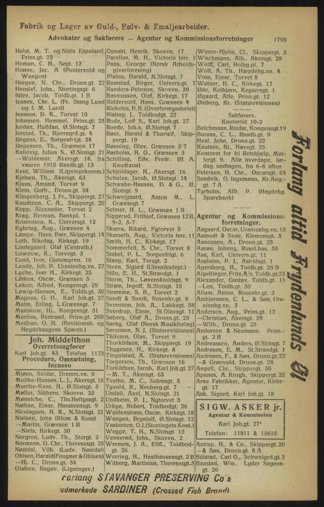 Kristiania/Oslo adressebok, PUBL/-, 1915, s. 1795