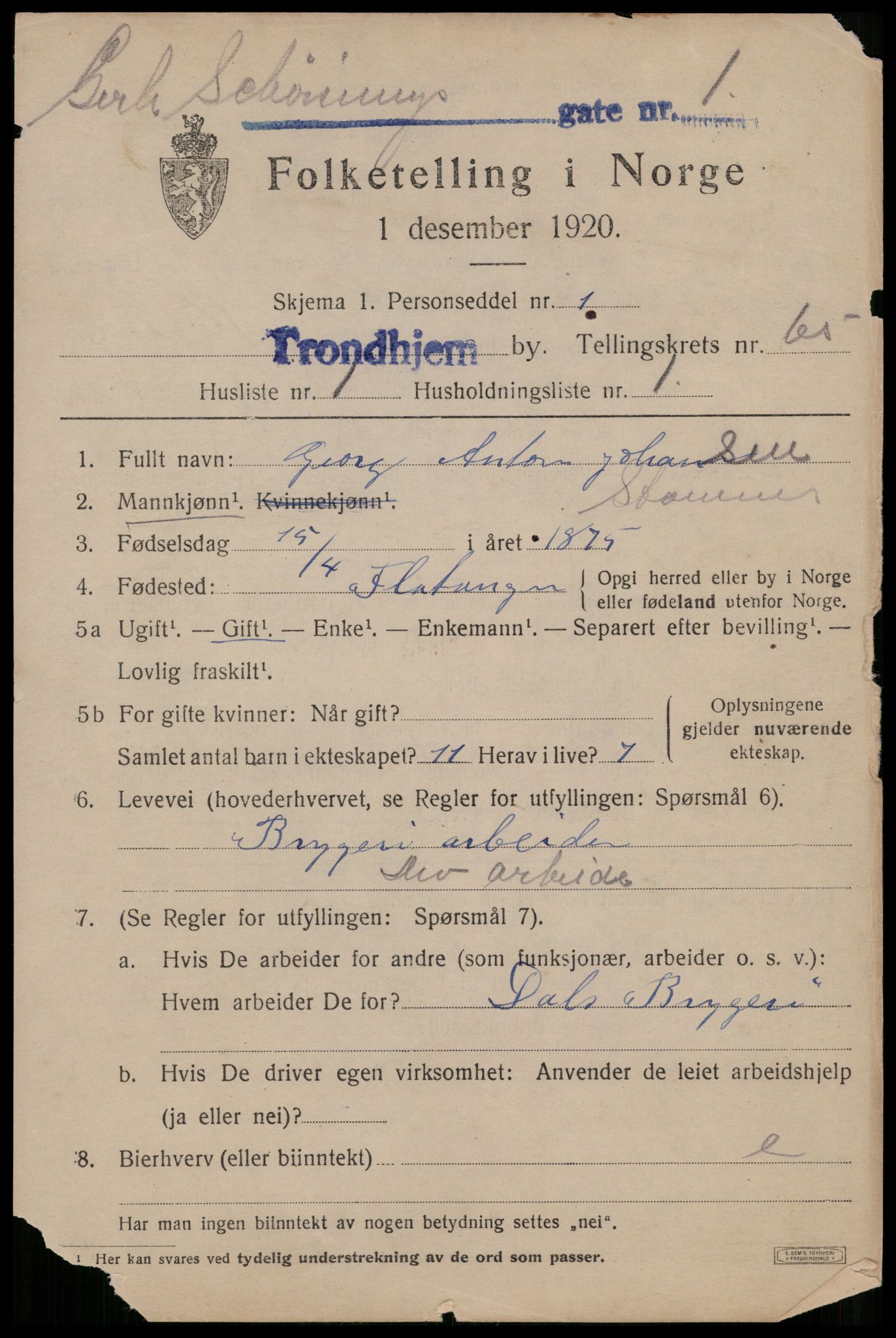 SAT, Folketelling 1920 for 1601 Trondheim kjøpstad, 1920, s. 128788