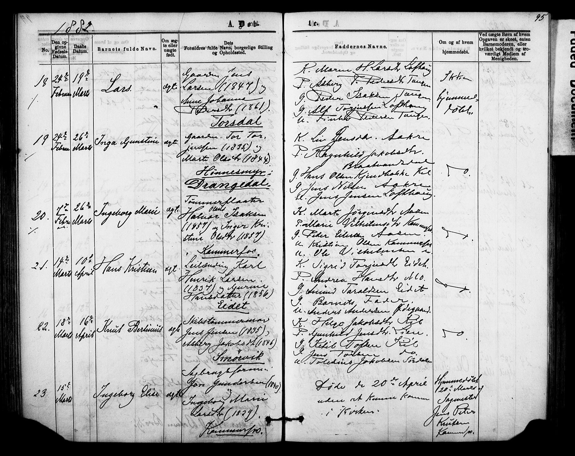Sannidal kirkebøker, AV/SAKO-A-296/F/Fa/L0014: Ministerialbok nr. 14, 1874-1883, s. 95